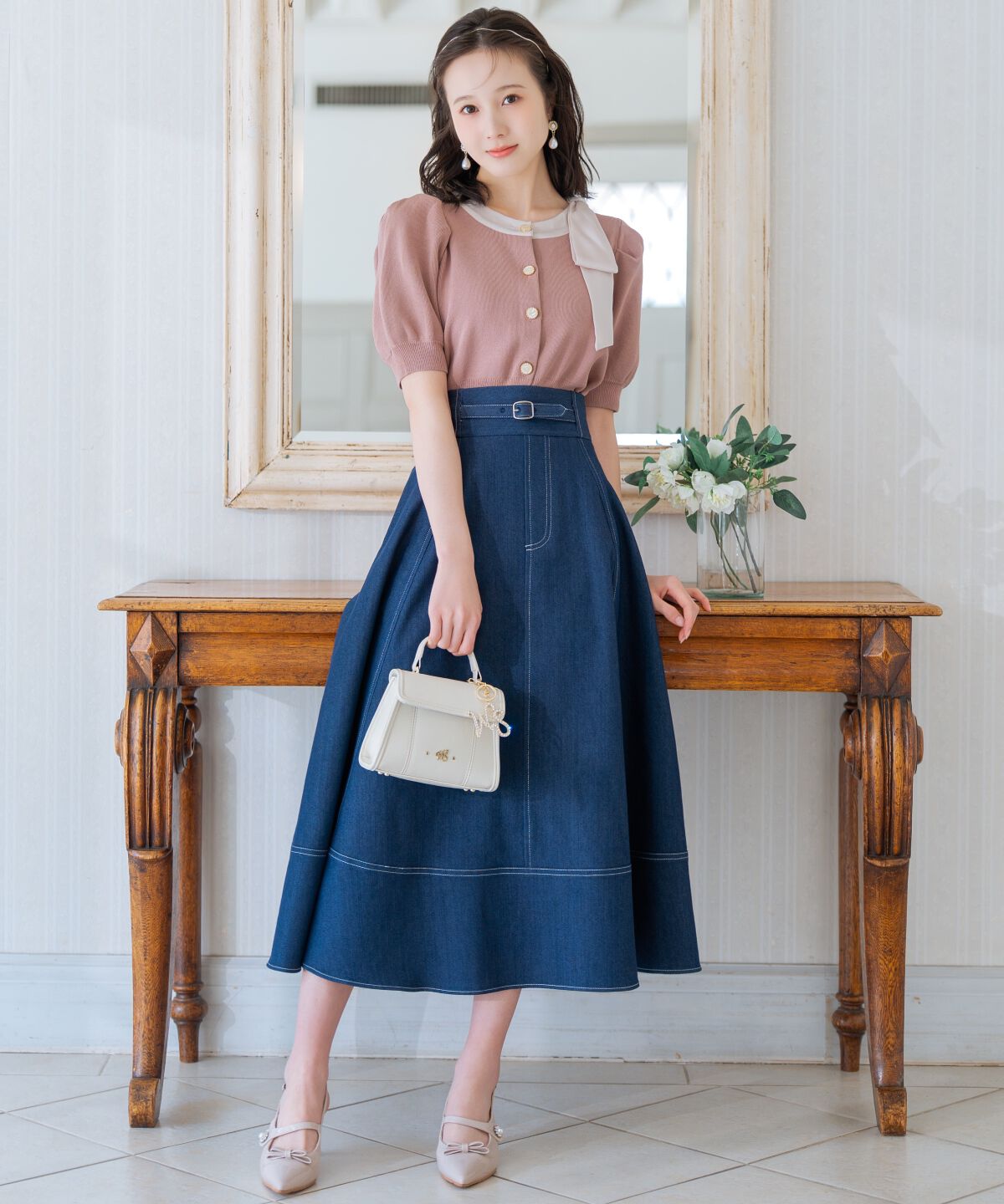 WILLSELECTION「ベルトデザインフレアデニムスカート」|スカート|