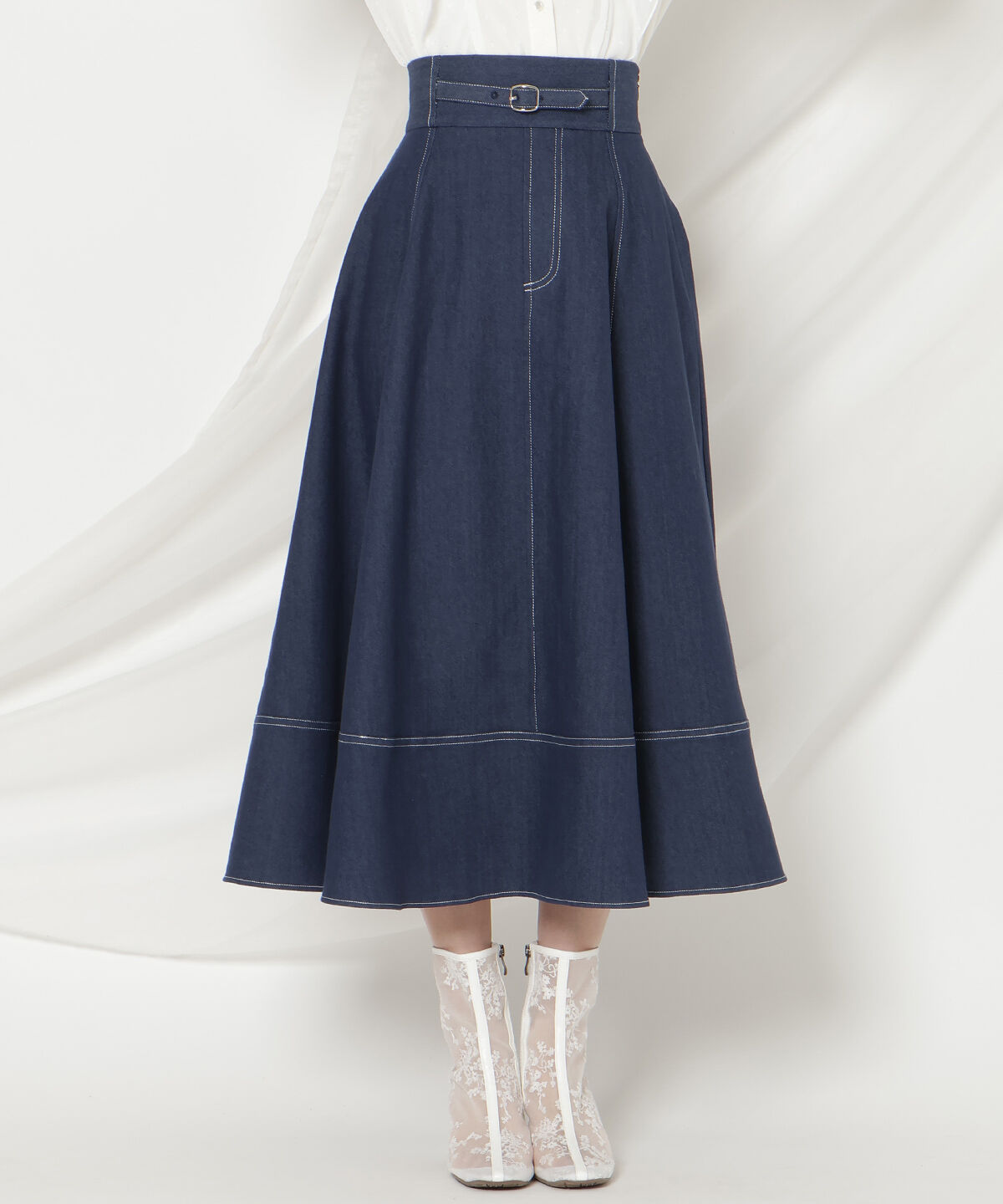 WILLSELECTION「ベルトデザインフレアデニムスカート」|スカート|
