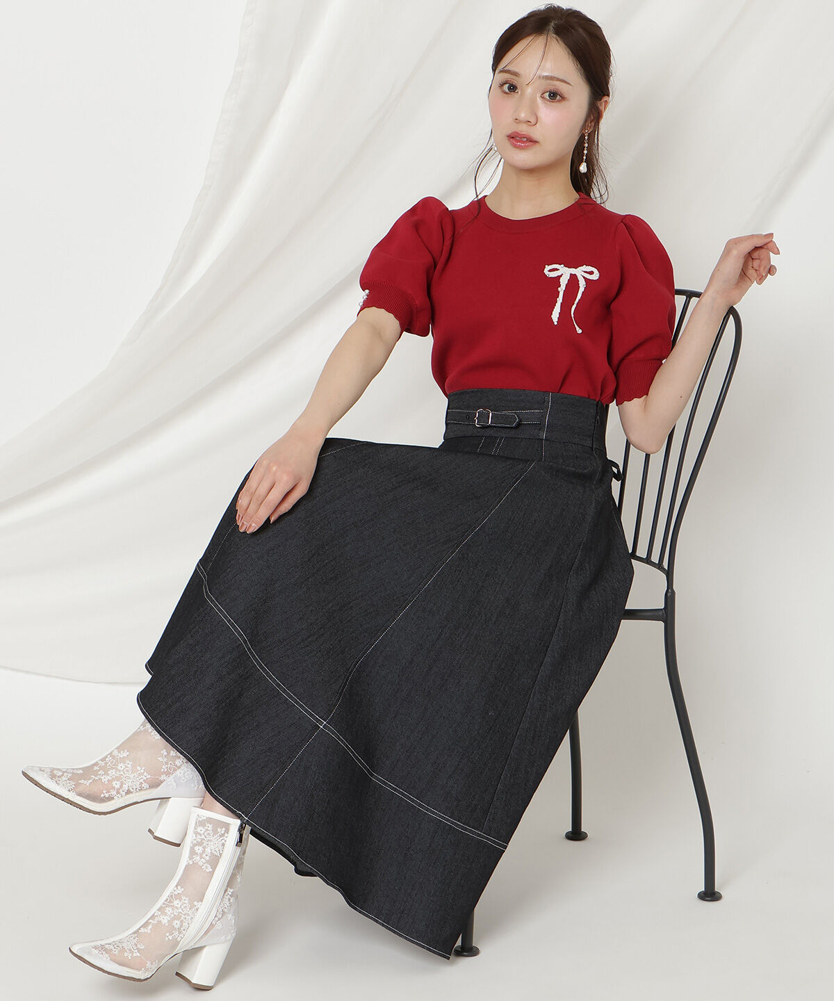 WILLSELECTION「ベルトデザインフレアデニムスカート」|スカート|