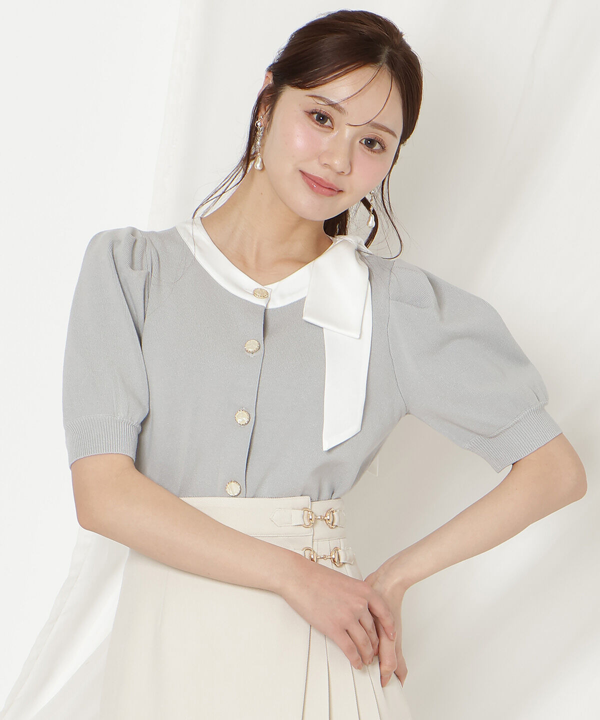 WILLSELECTION「リボンパフカーディガン」|カーディガン|サックス