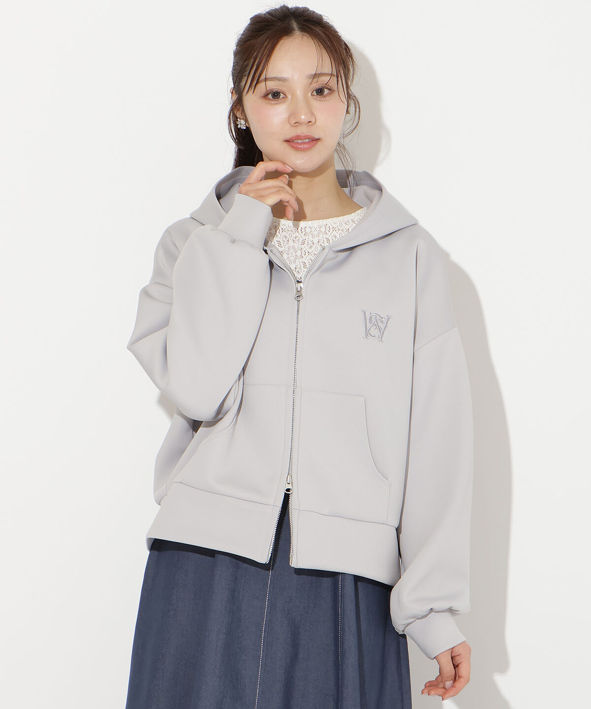 WILLSELECTION「ダブルZIPオーバーサイズパーカー」|パーカー|サックス