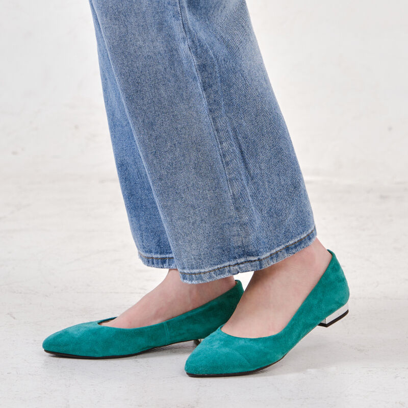 ORiental TRaffic「【アウトレット価格】本革スエードフラットパンプス/R-6002」|パンプス|GREEN