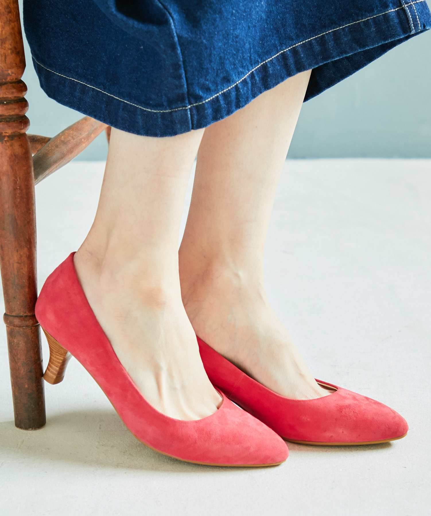 ORiental TRaffic「【アウトレット価格】本革スエードミドルヒールパンプス/R-6003」|パンプス|PINK