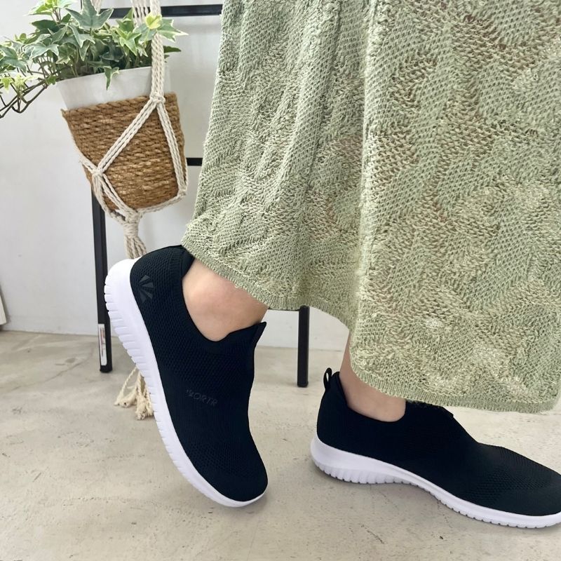 ORiental TRaffic「【累計19万足突破 】 ニット スニーカー /3709 柔らかい 伸縮性 軽量」|スニーカー|BLACK