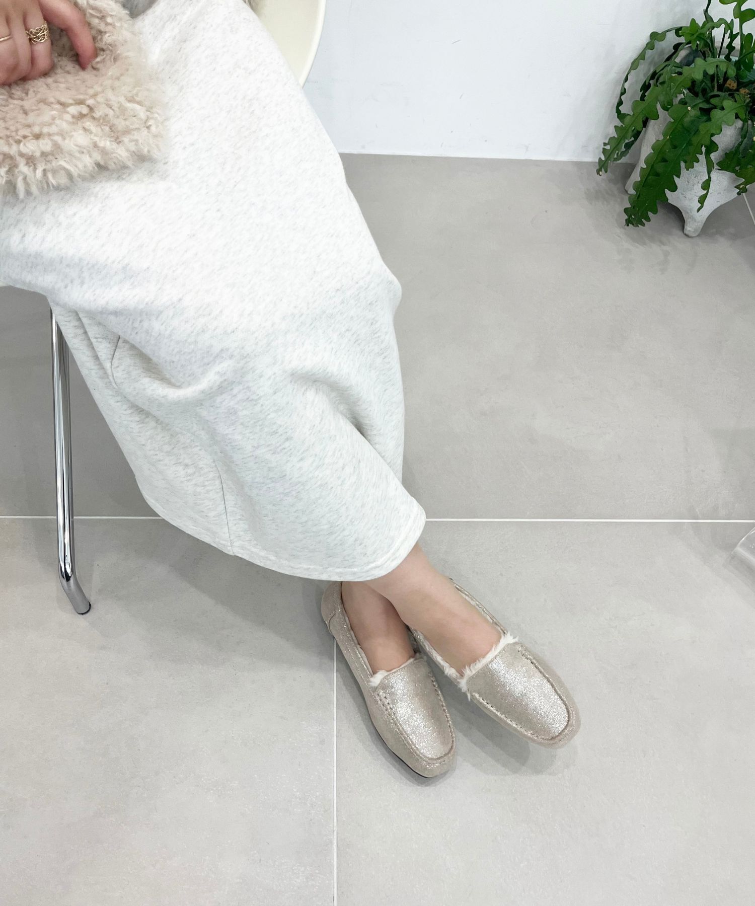 WA Oriental TRaffic「【累計5万足突破】 もこもこ ムートンシューズ /12311 モカシン フェイク ファー 再入荷 フラット」|パンプス|