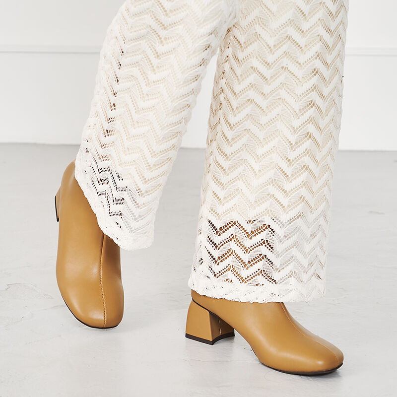 WA Oriental TRaffic「ラウンドトゥ変形ヒールブーツ/22407」|ショートブーツ|BEIGE