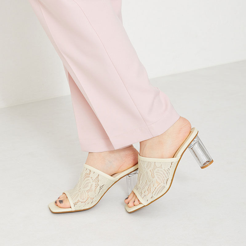 ORiental TRaffic「クリアヒールレースミュールサンダル/31205」|サンダル|