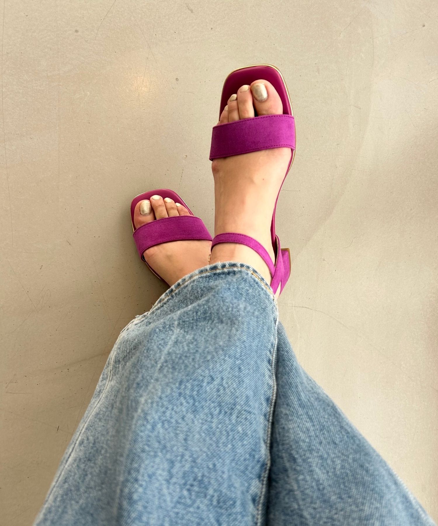 ORiental TRaffic「【アウトレット価格】メタリックライン ミドルヒール サンダル /31209 シンプル 」|サンダル|PINK