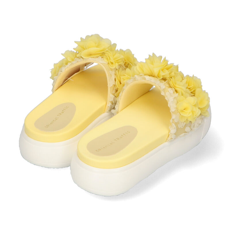 ORiental TRaffic「【アウトレット価格】厚底ホワイトソールフラワーサンダル/31258」|サンダル|