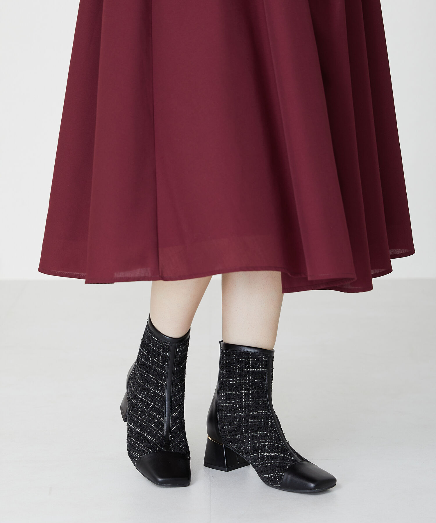 ORiental TRaffic「ツイード 切替 ブーツ /31427 ショートブーツ」|ショートブーツ|