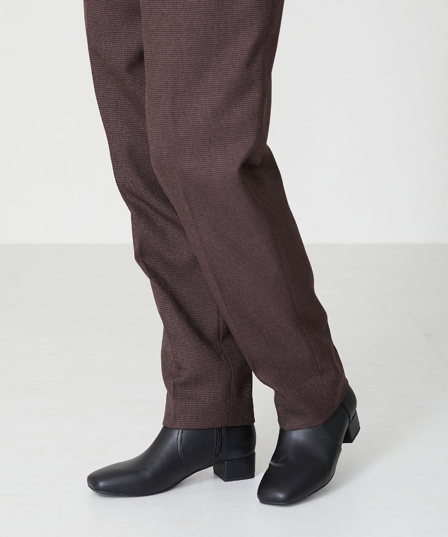 WA Oriental TRaffic「【 防寒 】スクエアトゥ プレーン ショートブーツ /32401 中敷き起毛 ＆ クッション」|ショートブーツ|