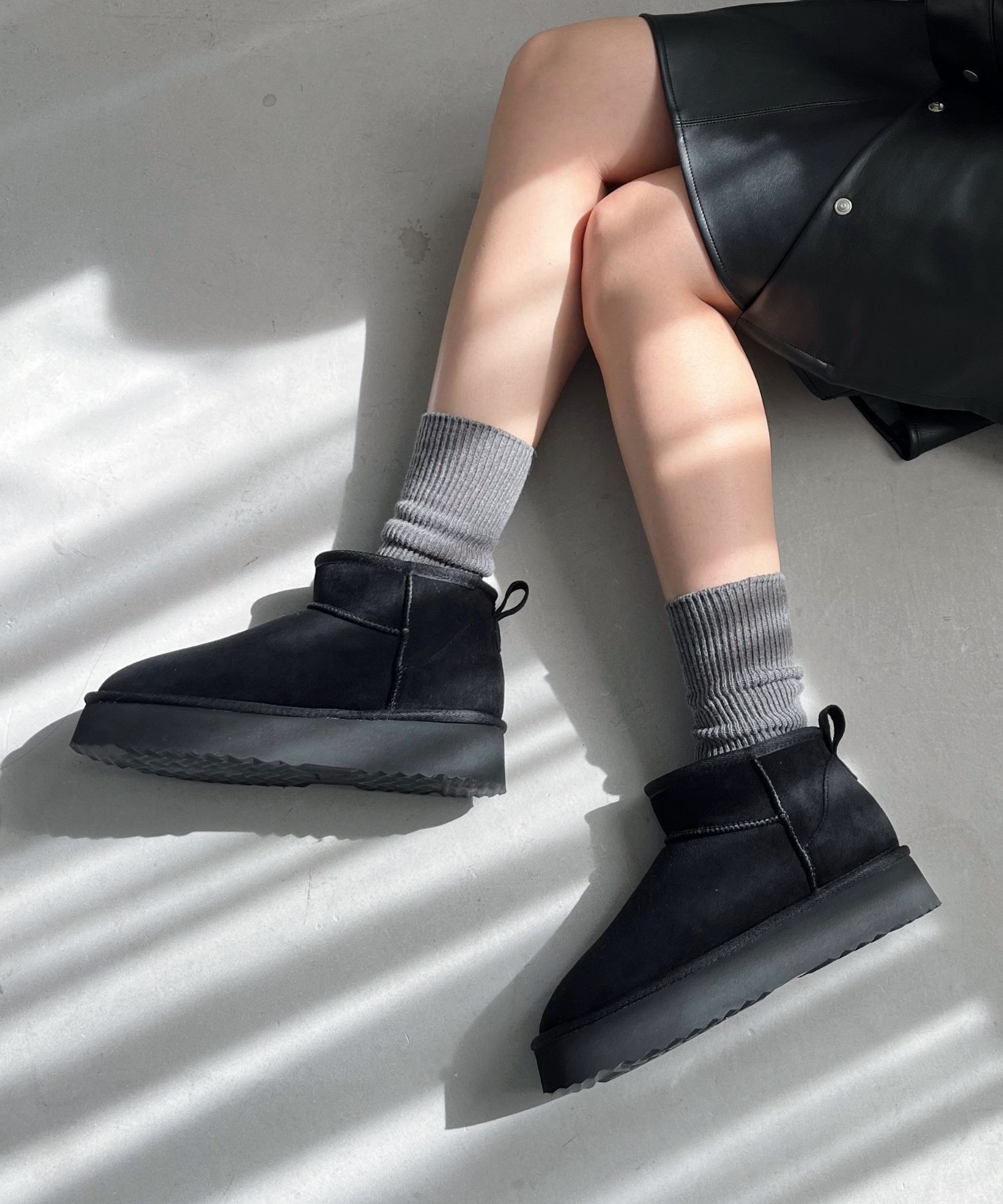 ORiental TRaffic「【累計1万足突破】 厚底 ムートン ショートブーツ /35401 軽量 防寒」|ショートブーツ|