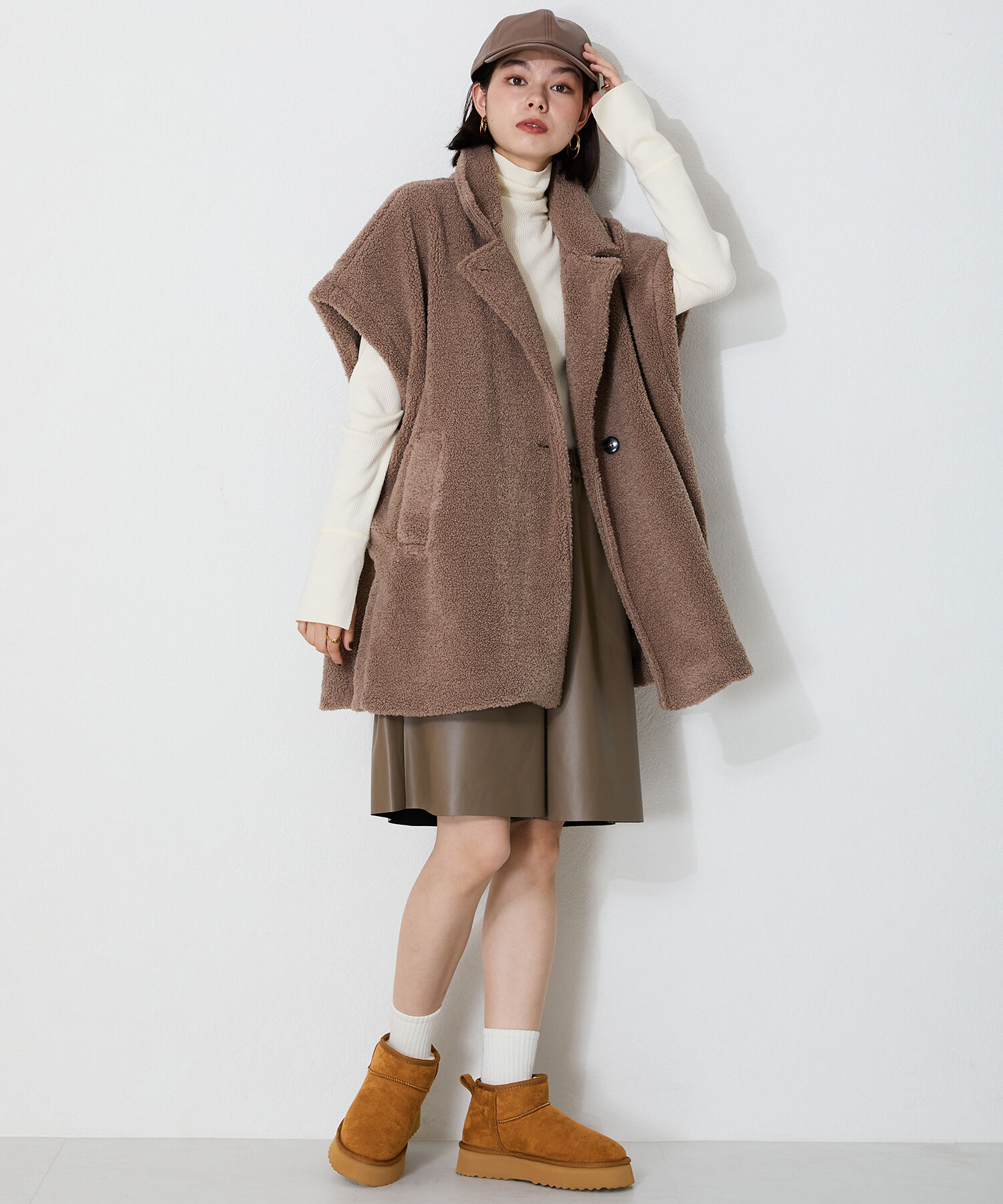 ORiental TRaffic「【累計1万足突破】 厚底 ムートン ショートブーツ /35401 軽量 防寒」|ショートブーツ|