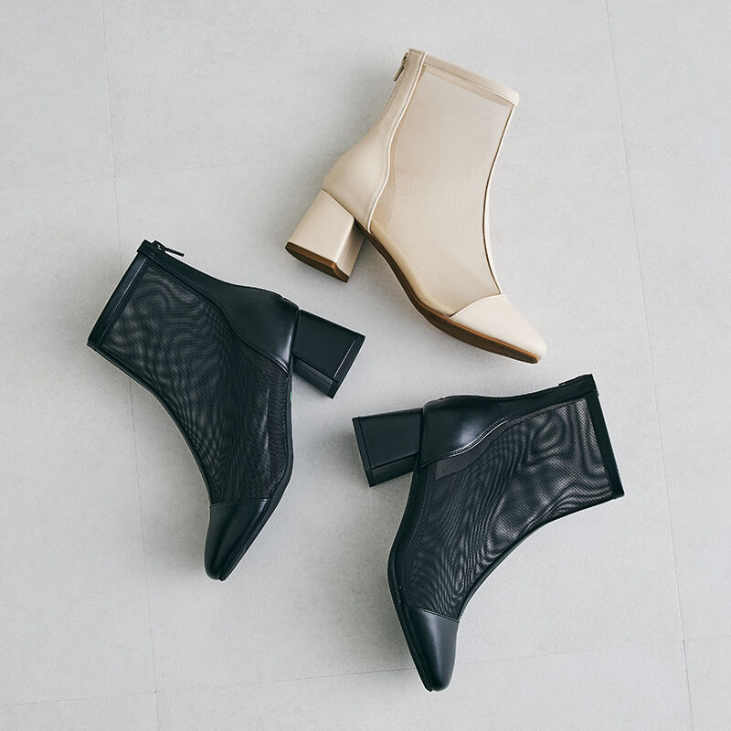 ORiental TRaffic「ヒールチュールブーツ/41106」|ショートブーツ|BEIGE