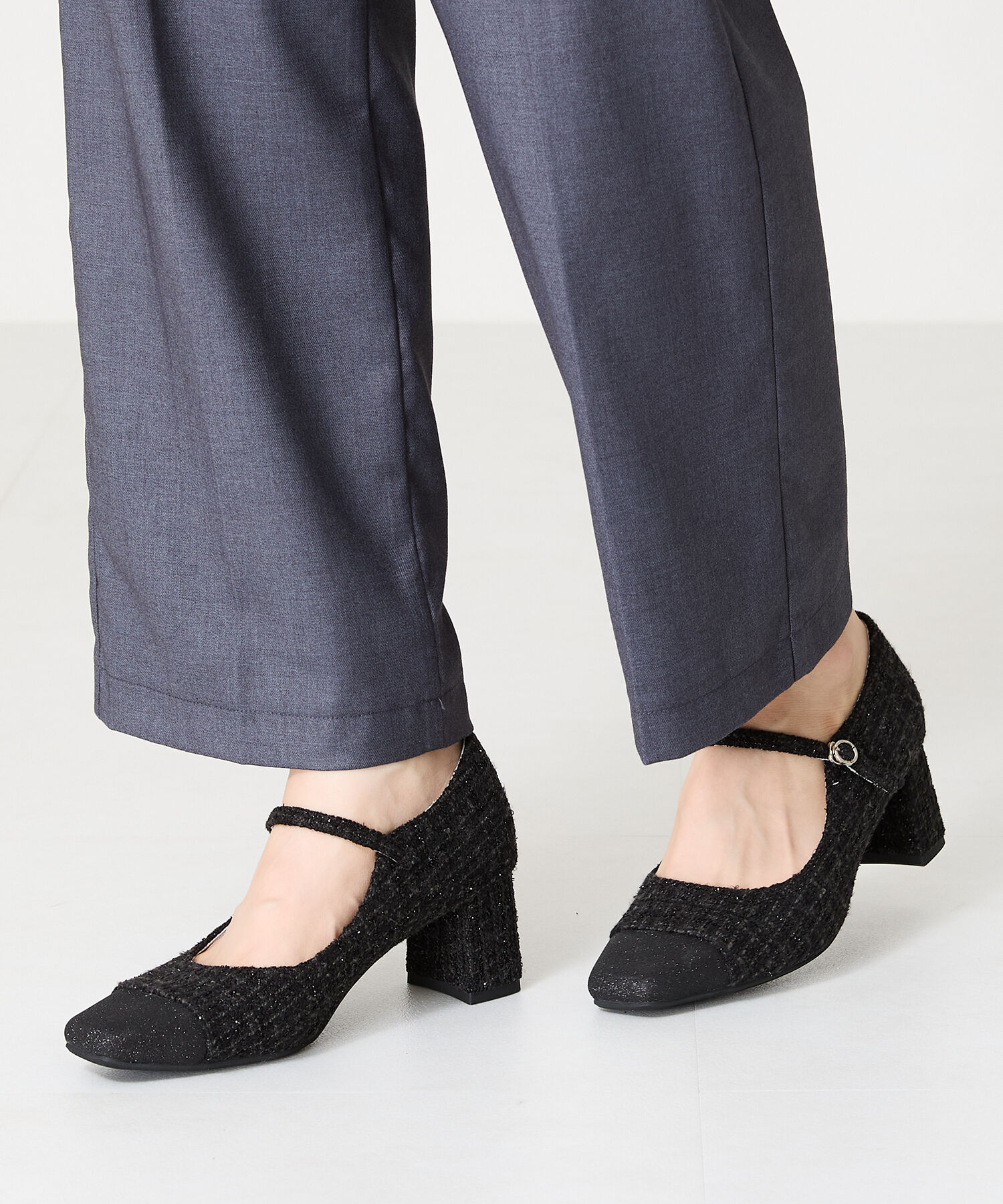 ORiental TRaffic「ツイード切替ワン ストラップパンプス /41309」|パンプス|