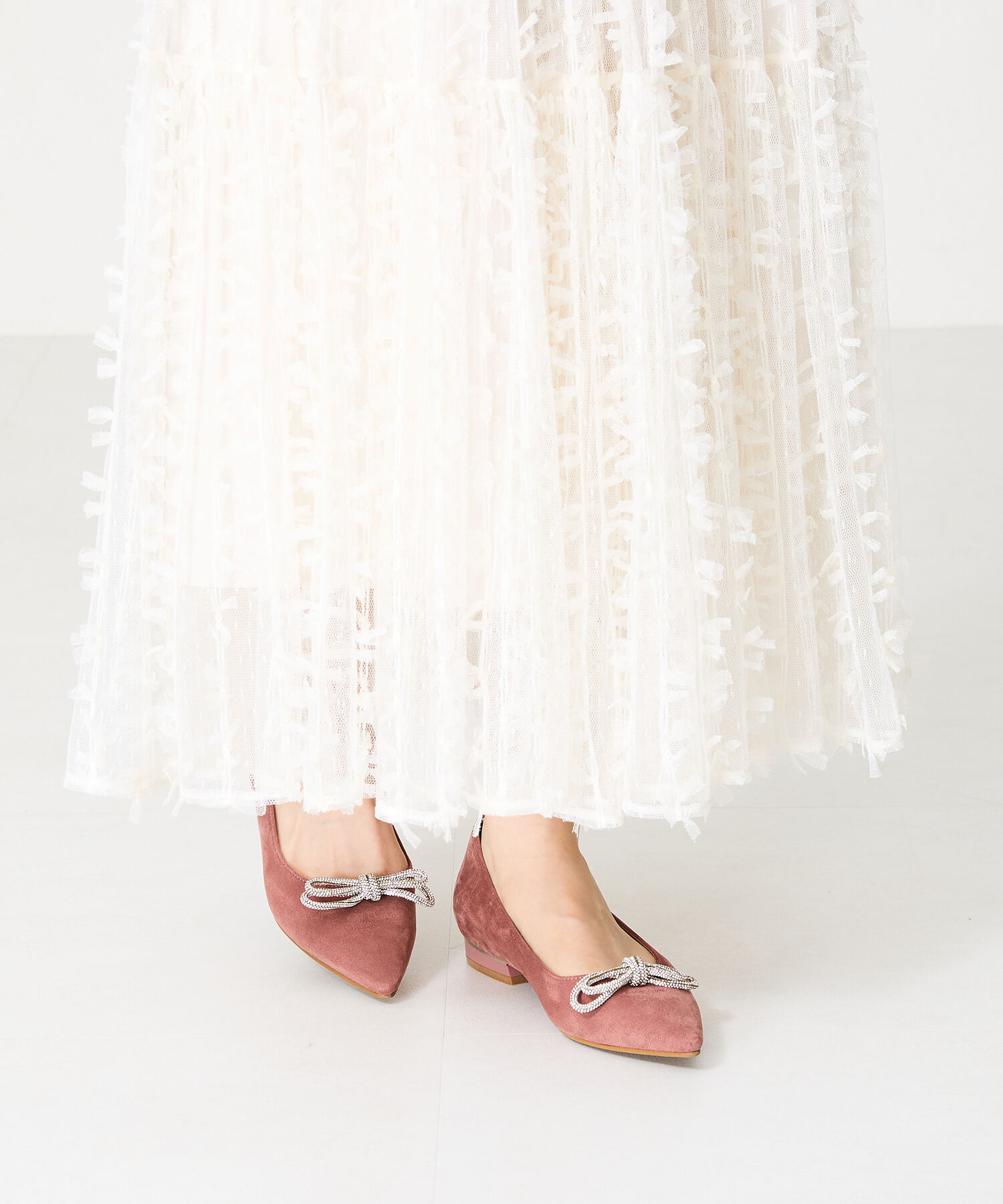 ORiental TRaffic「【トレンド】ビジューリボンフラットパンプス/41310 人気 トレンド パンプス 売れてる 上品」|パンプス|