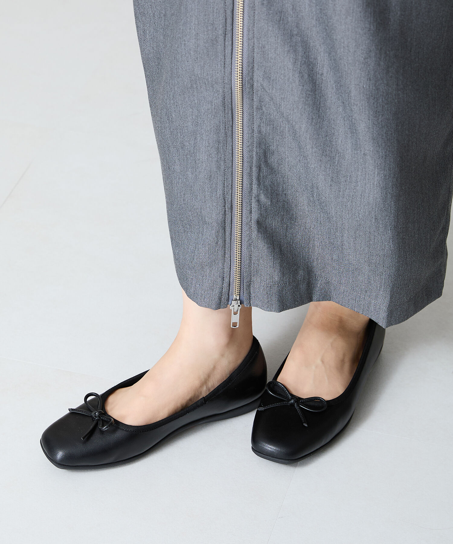 ORiental TRaffic「【WEB限定】 スクエアトゥ バレエシューズ /R-4009 フラット 軽い  厚手クッション」|パンプス|