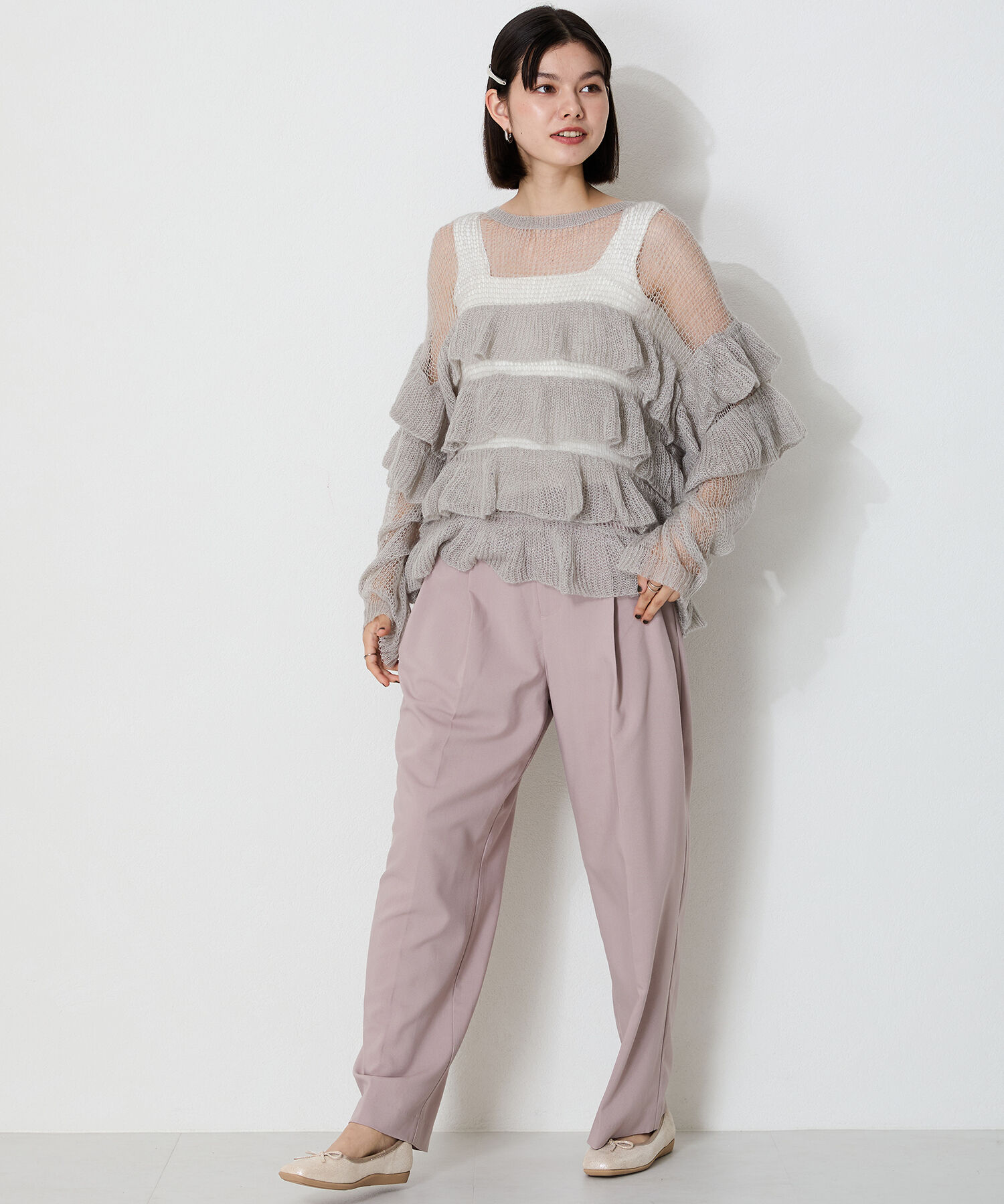 ORiental TRaffic「【WEB限定】 スクエアトゥ バレエシューズ /R-4009 フラット 軽い  厚手クッション」|パンプス|