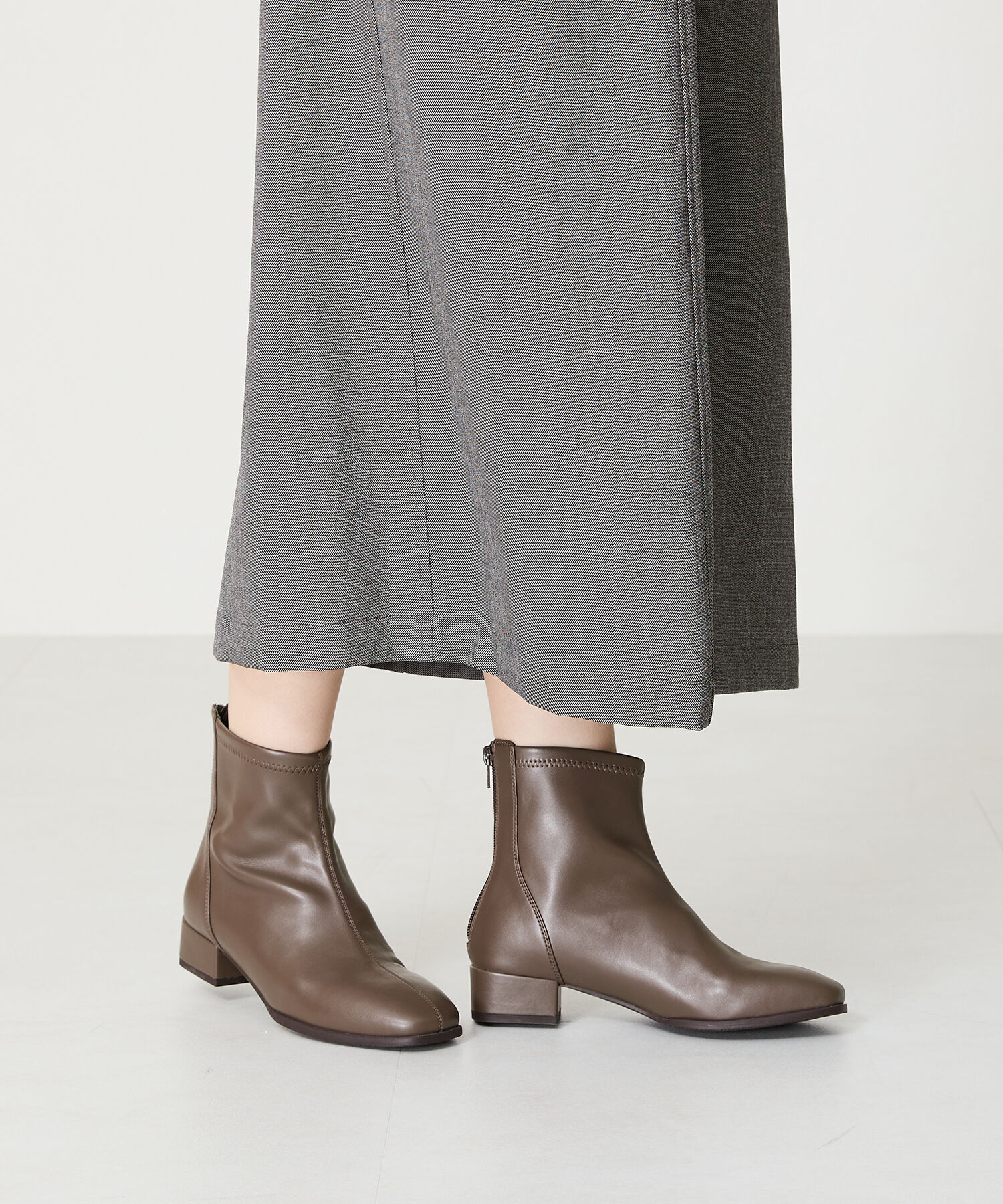 WA Oriental TRaffic「バック ジップ スクエアトゥ ストレッチ ブーツ /42403」|ショートブーツ|