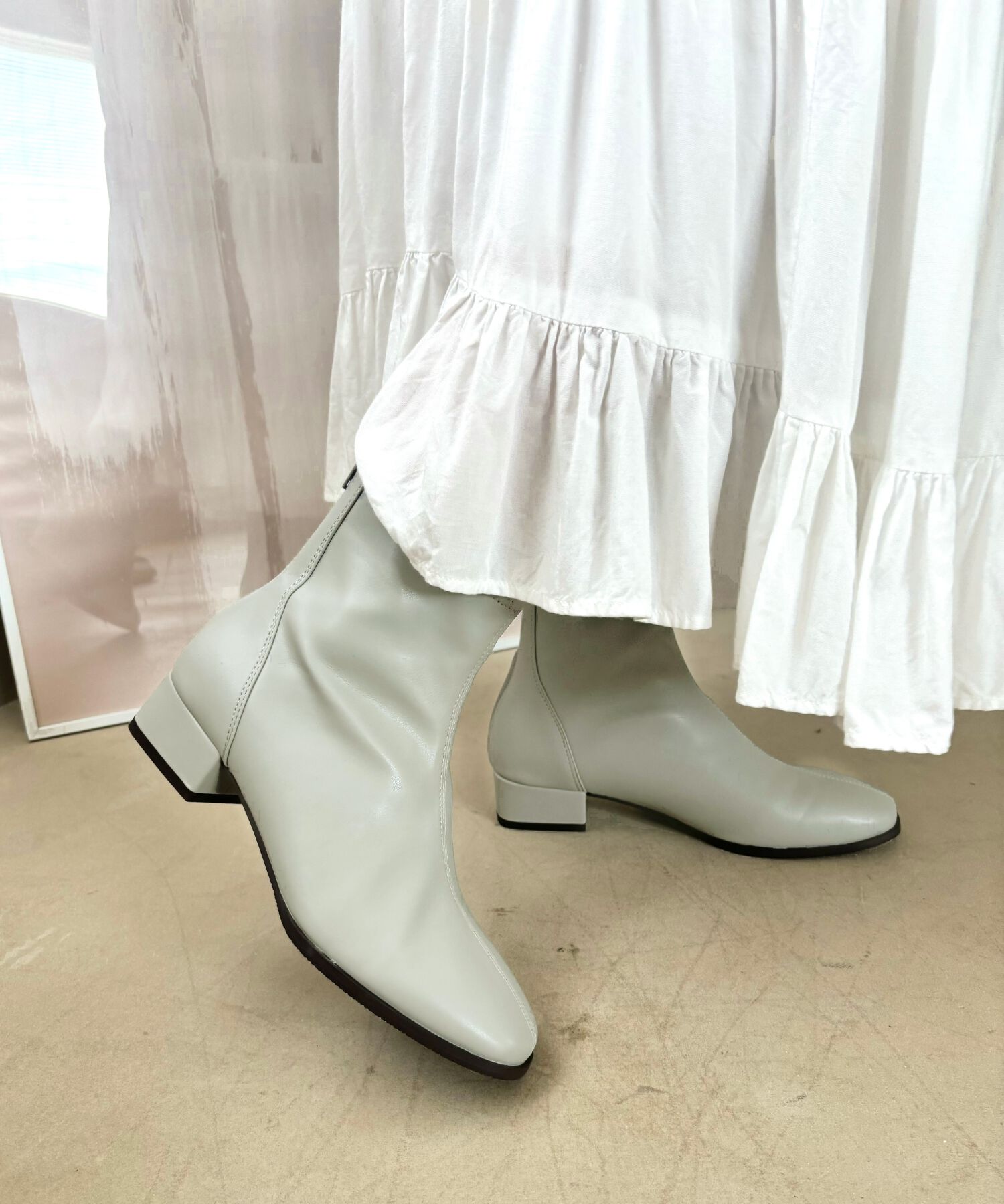 WA Oriental TRaffic「バック ジップ スクエアトゥ ストレッチ ブーツ /42403」|ショートブーツ|