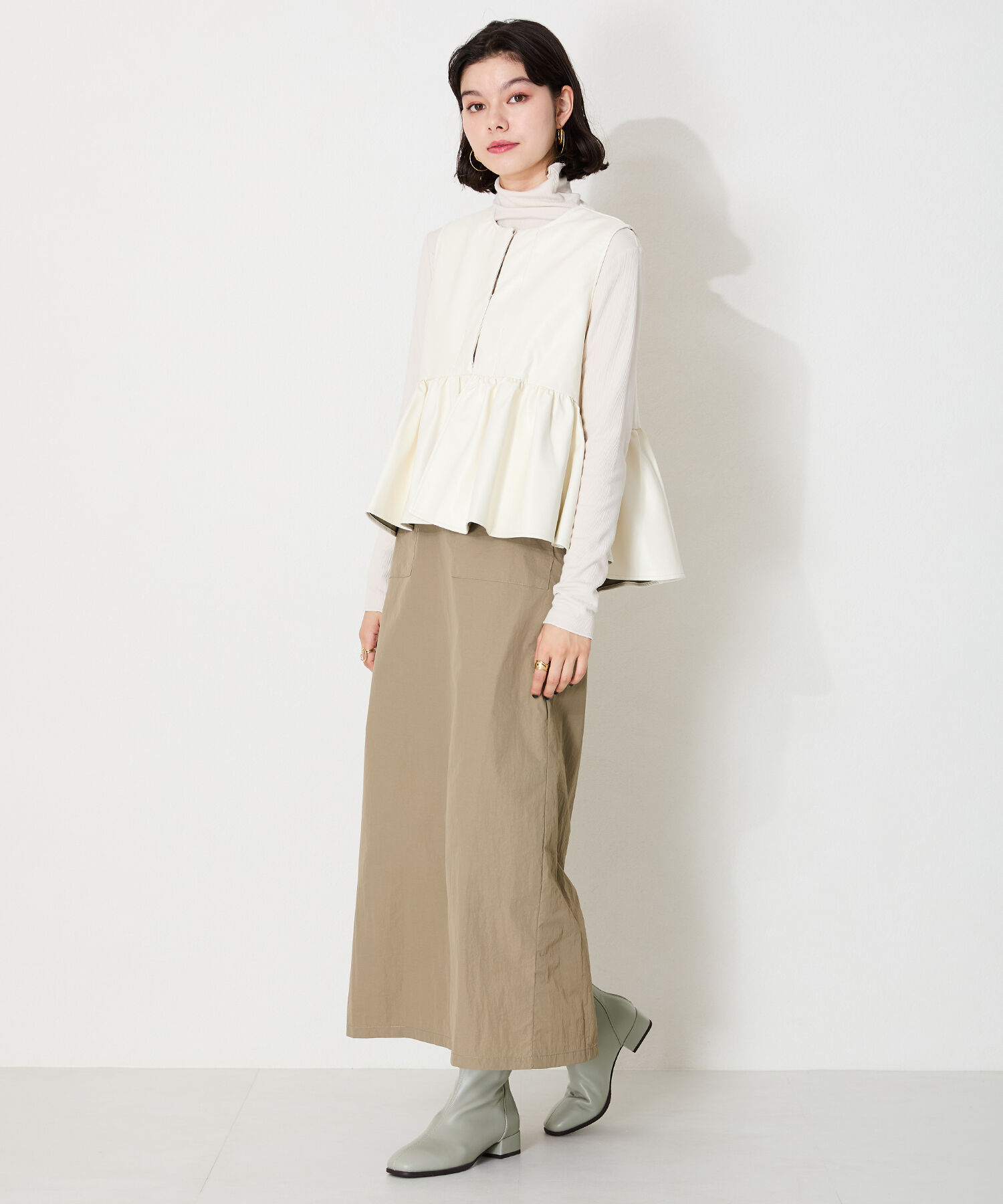 WA Oriental TRaffic「バック ジップ スクエアトゥ ストレッチ ブーツ /42403」|ショートブーツ|