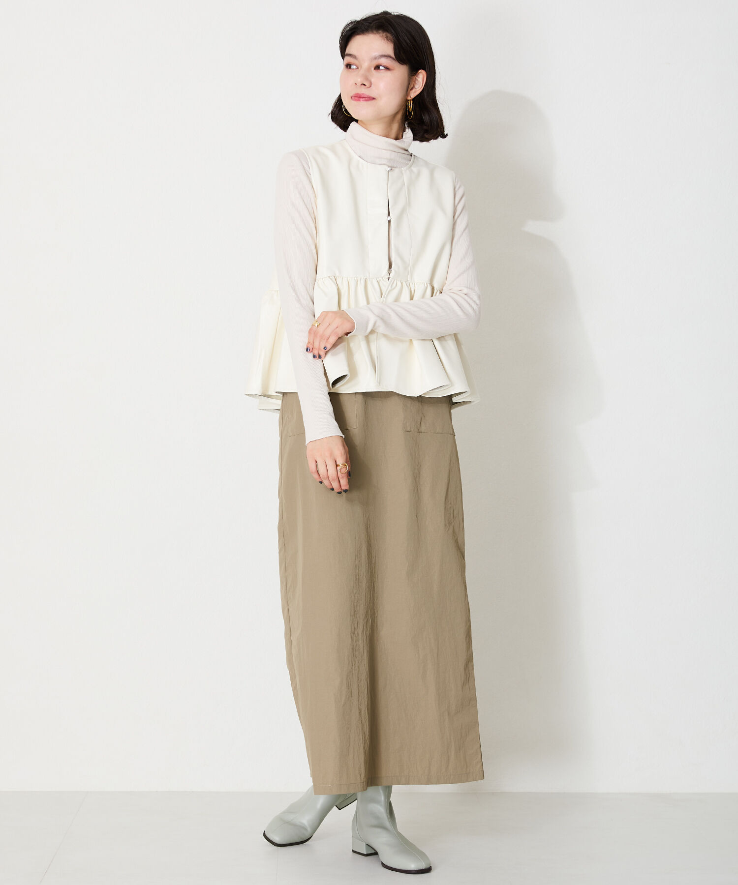 WA Oriental TRaffic「バック ジップ スクエアトゥ ストレッチ ブーツ /42403」|ショートブーツ|