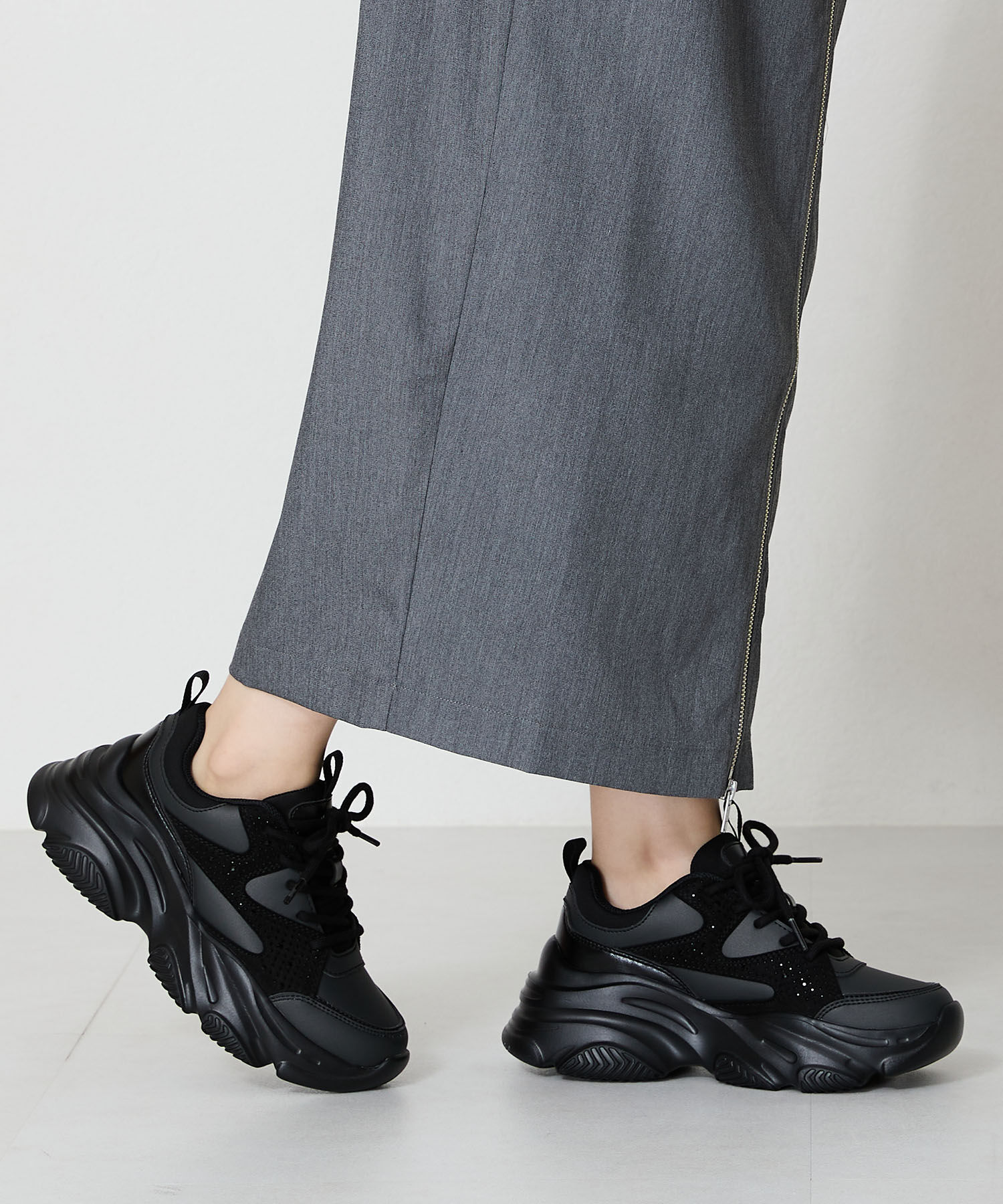 ORiental TRaffic「【アウトレット価格】ラインストーンパーツ厚底スニーカーOT3748」|スニーカー|