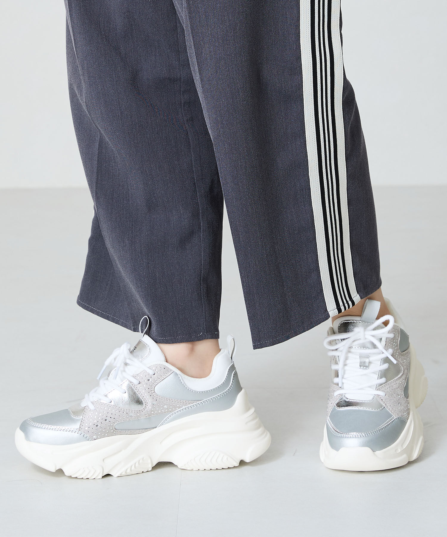 ORiental TRaffic「【アウトレット価格】ラインストーンパーツ厚底スニーカーOT3748」|スニーカー|