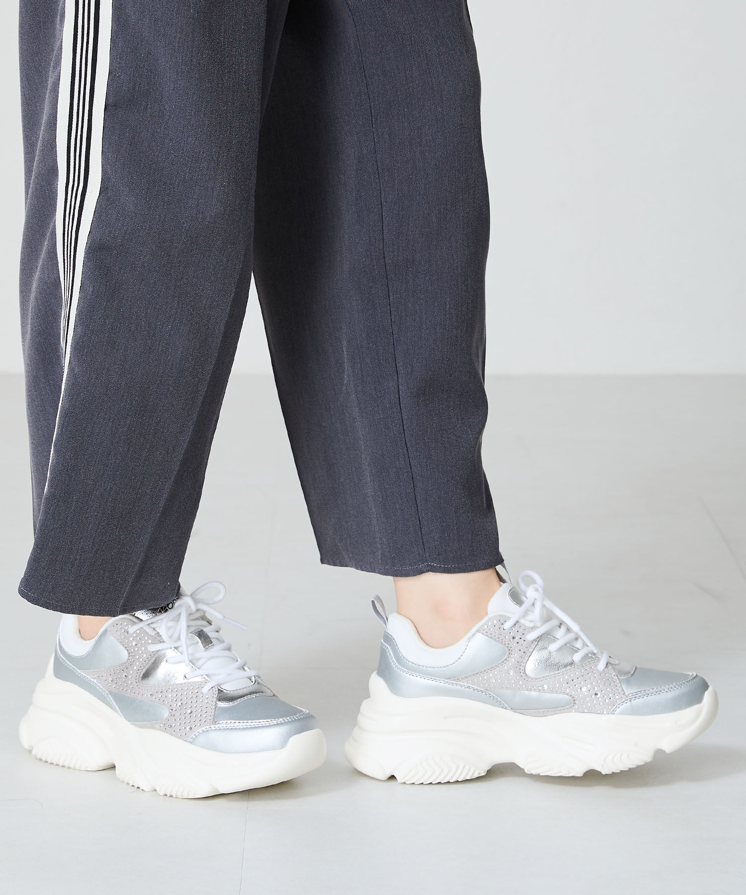 ORiental TRaffic「【アウトレット価格】ラインストーンパーツ厚底スニーカーOT3748」|スニーカー|