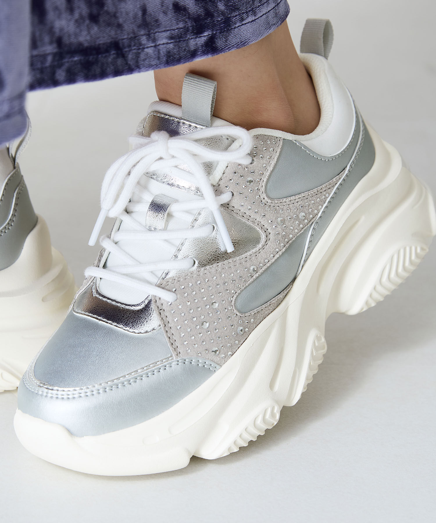 ORiental TRaffic「【アウトレット価格】ラインストーンパーツ厚底スニーカーOT3748」|スニーカー|