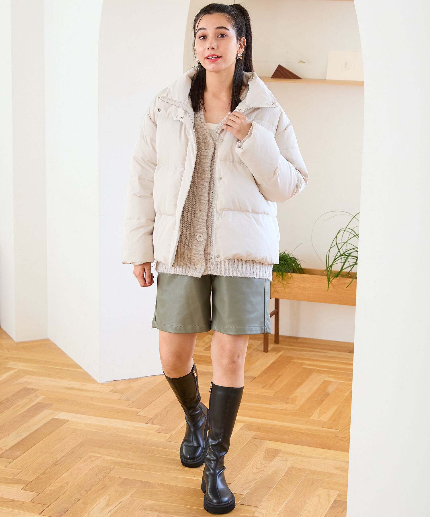 ORiental TRaffic「スタンドネック ボリューム ダウン ジャケット /MO43D01」|ダウン|