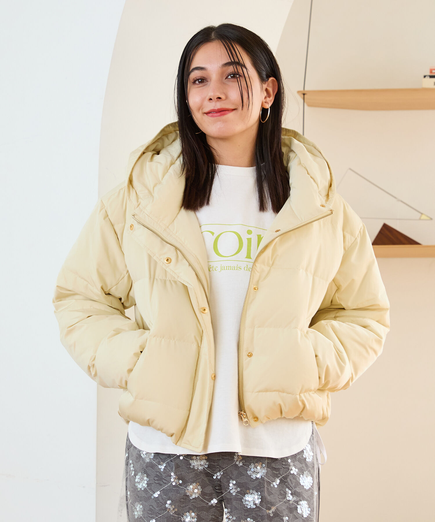 ORiental TRaffic「フーディー ダウン ジャケット /MO43D03」|ダウン|YELLOW