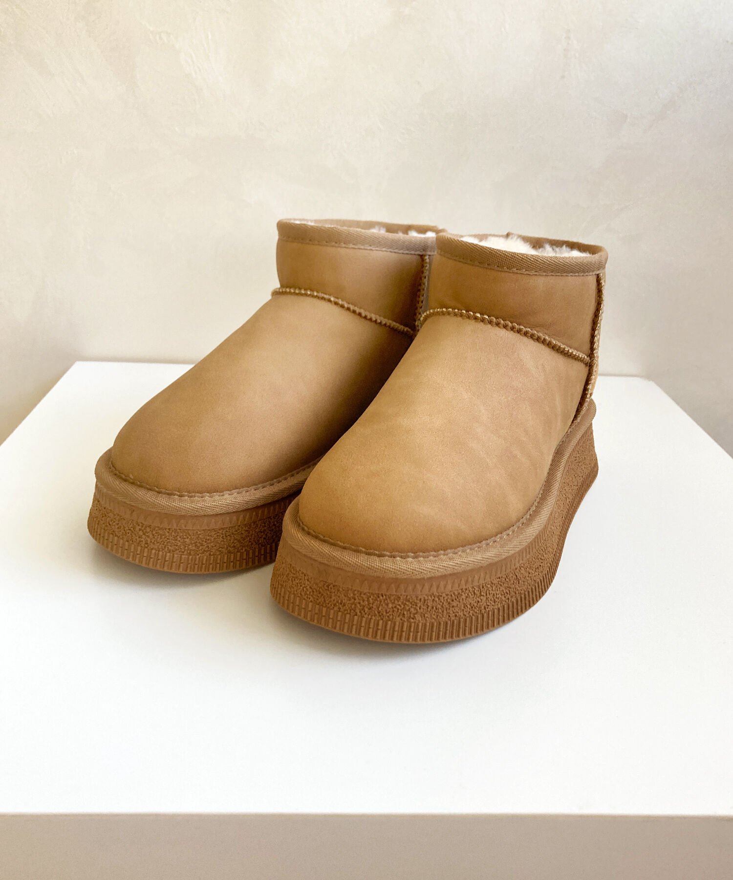 ORiental TRaffic「【 厚底 】フレアソール ムートン ショート ブーツ/41426 防寒」|ショートブーツ|