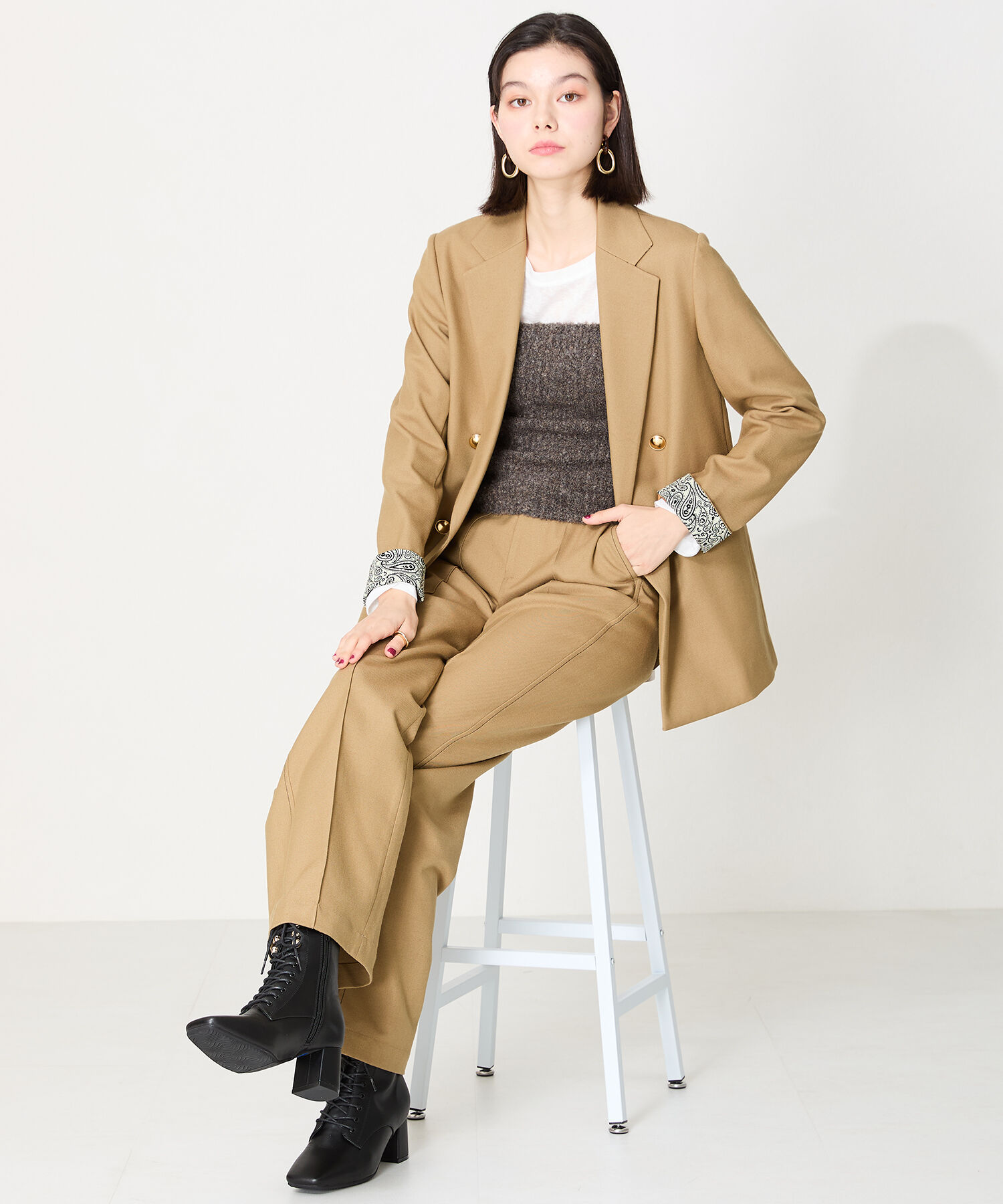 ORiental TRaffic「スクエアトゥ レースアップ ヒールブーツ /41428 袴ブーツ」|ショートブーツ|