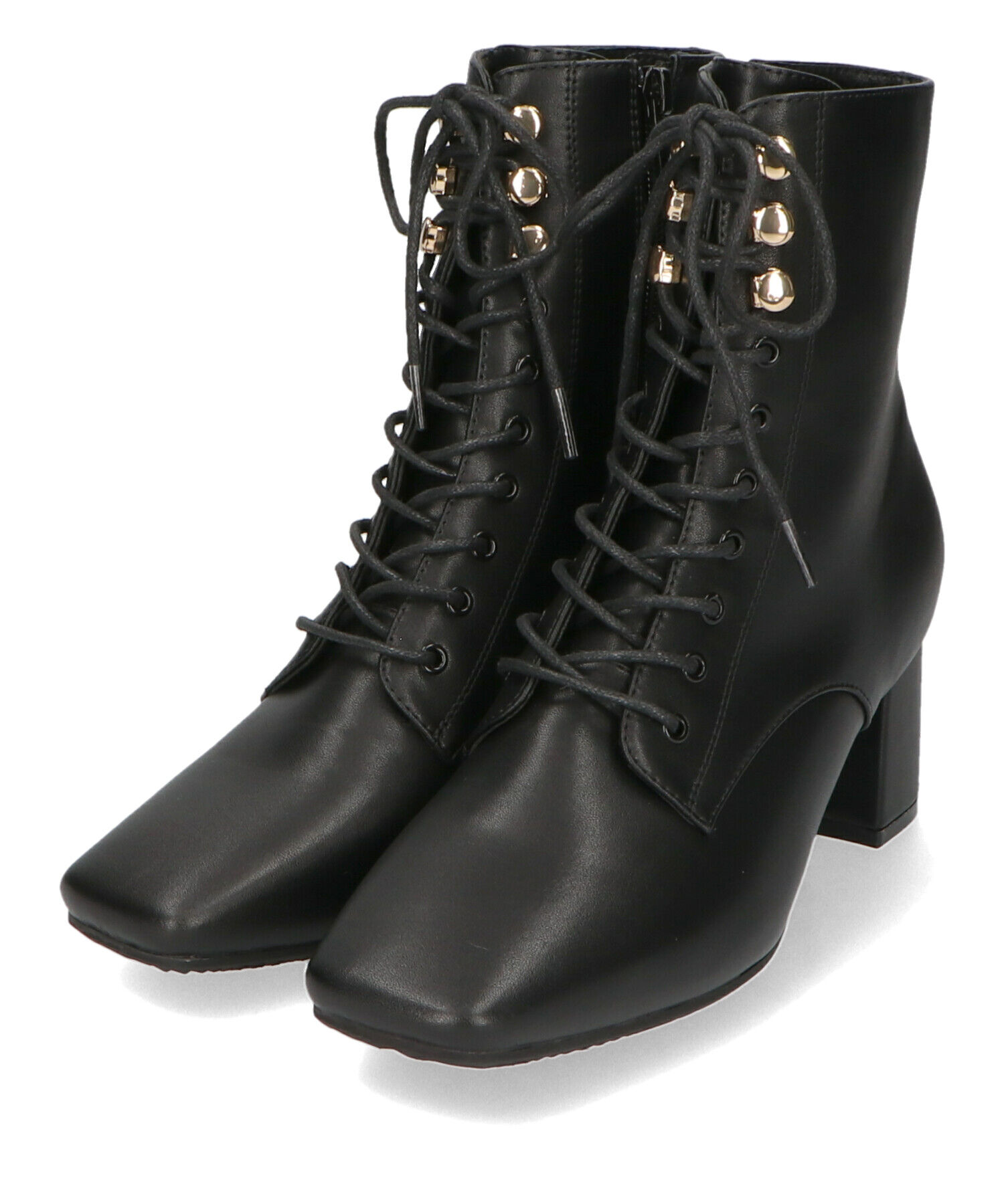 ORiental TRaffic「スクエアトゥ レースアップ ヒールブーツ /41428 袴ブーツ」|ショートブーツ|