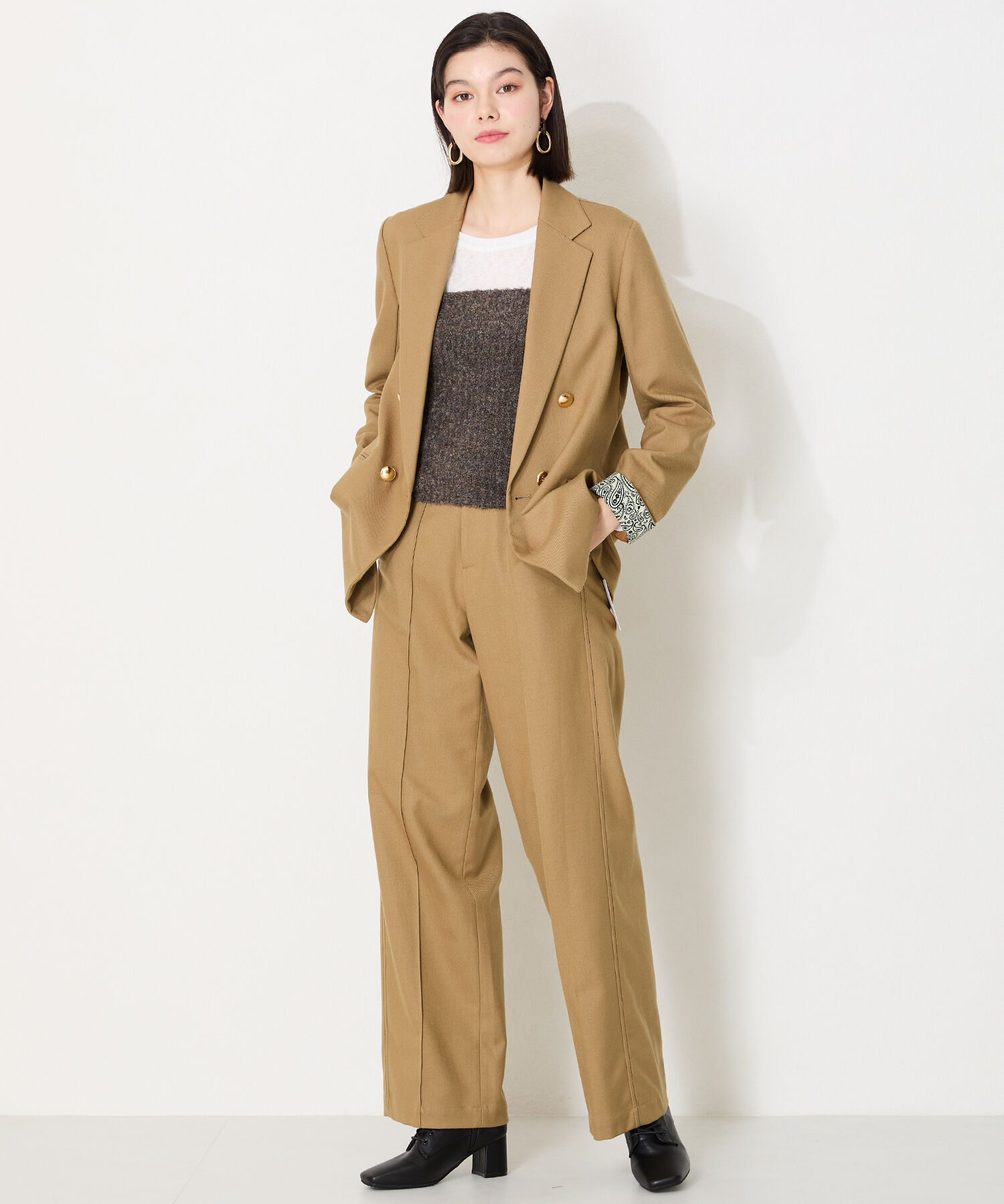 ORiental TRaffic「スクエアトゥ レースアップ ヒールブーツ /41428 袴ブーツ」|ショートブーツ|