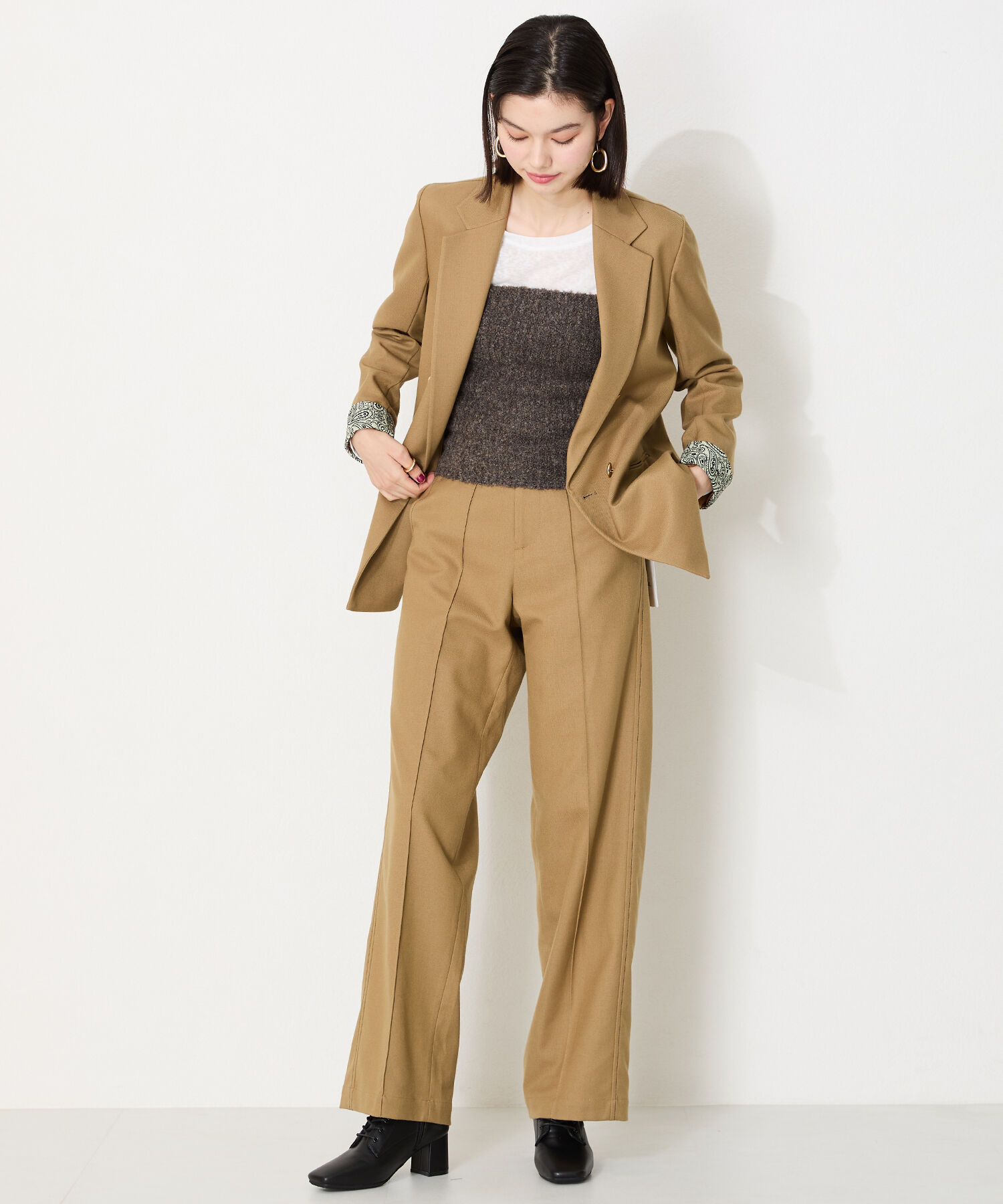 ORiental TRaffic「スクエアトゥ レースアップ ヒールブーツ /41428 袴ブーツ」|ショートブーツ|