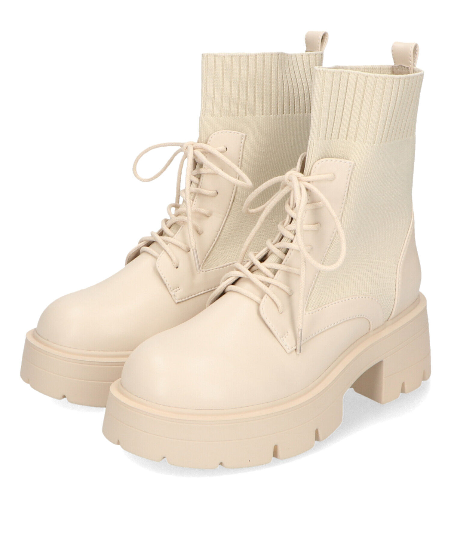 ORiental TRaffic「ニット ソックス レースアップブーツ/41431 厚底 柔らかい」|ショートブーツ|