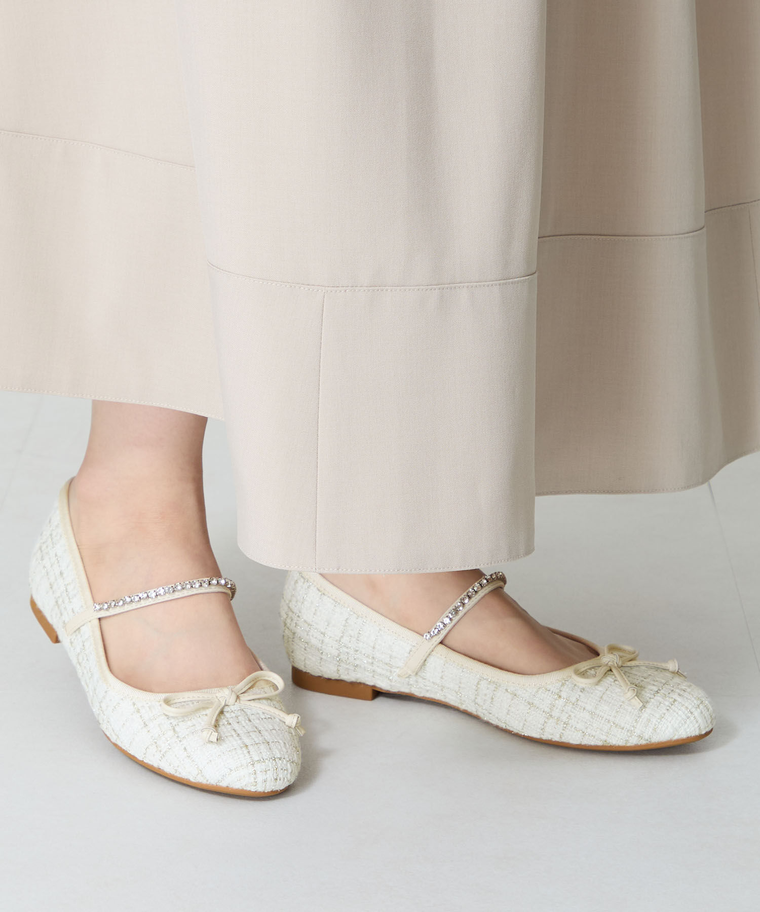 ORiental TRaffic「ツイードバレエストラップパンプス/51106」|パンプス|WHITE