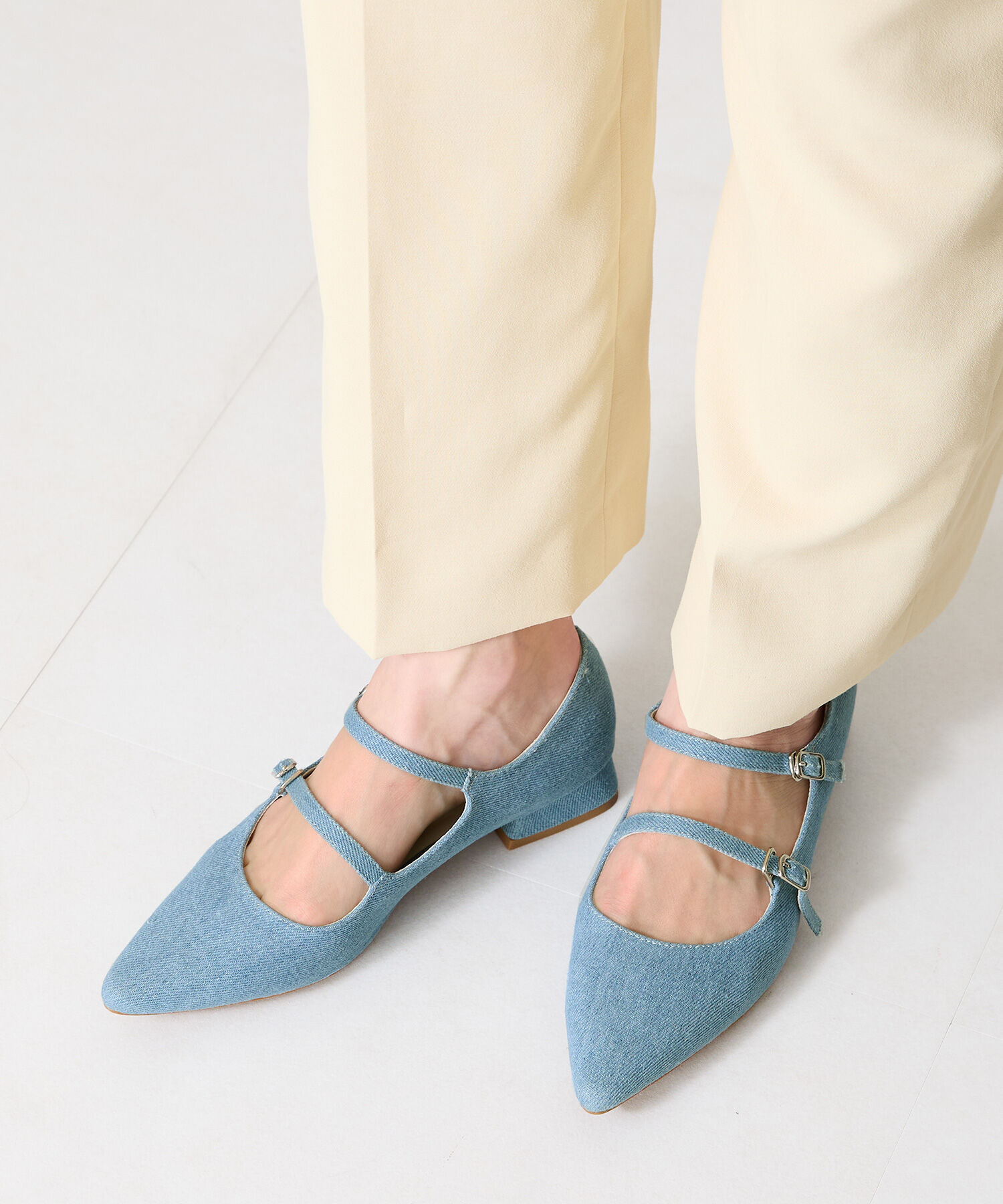 ORiental TRaffic「クロスストラップポインテッドトゥパンプス/51116　フラット トレンド 人気」|パンプス|