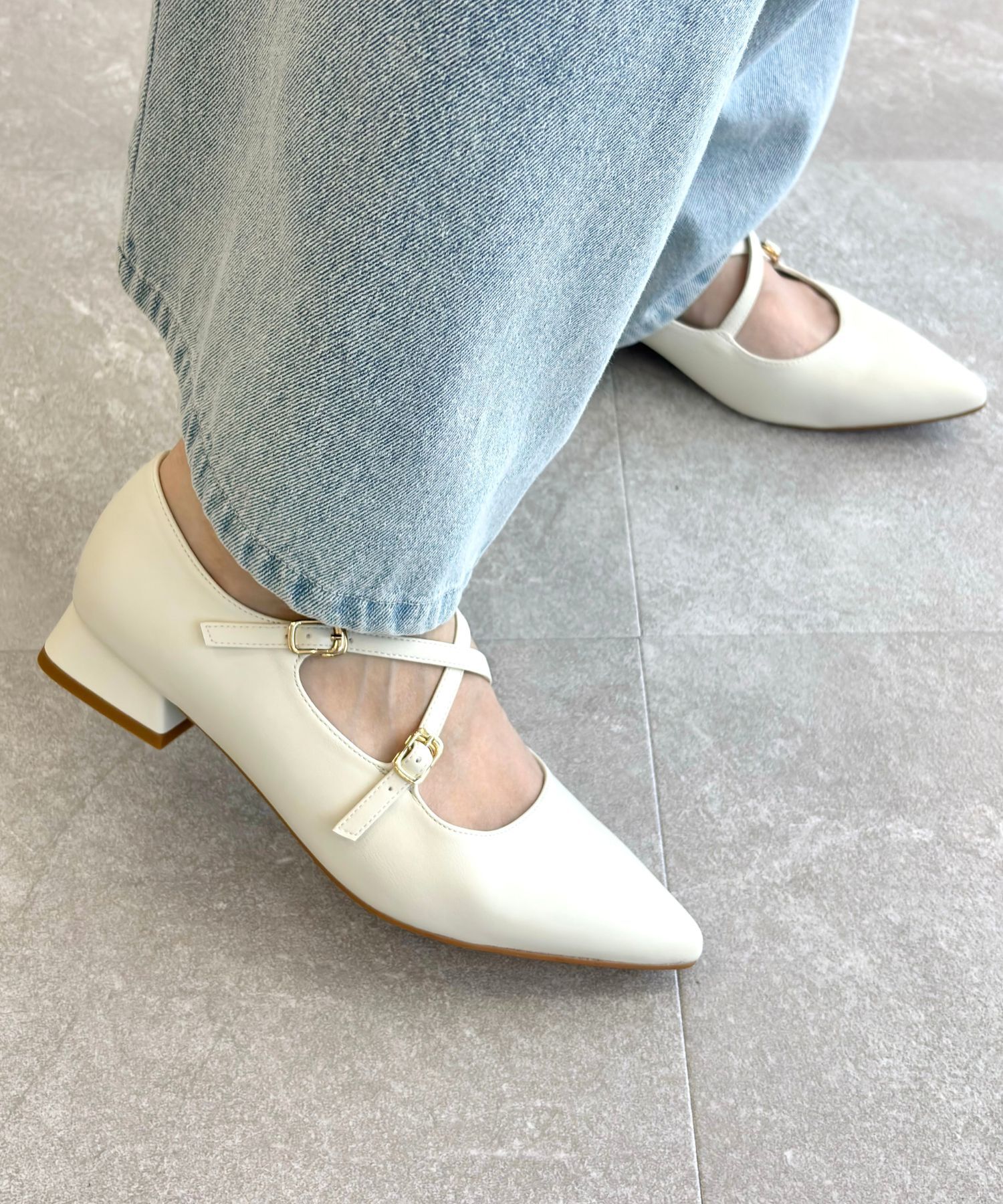 ORiental TRaffic「クロスストラップポインテッドトゥパンプス/51116　フラット トレンド 人気」|パンプス|