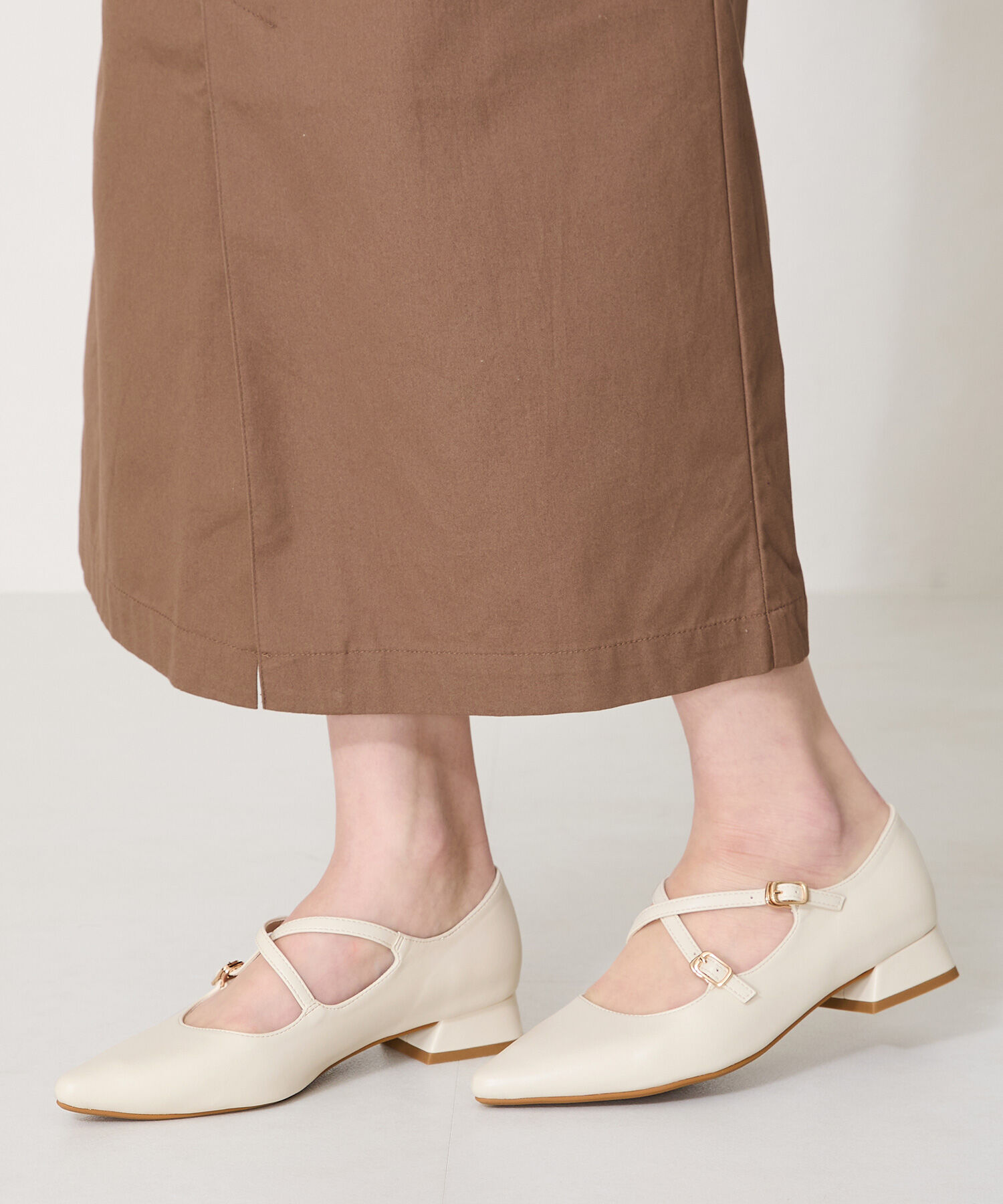 ORiental TRaffic「クロスストラップポインテッドトゥパンプス/51116　フラット トレンド 人気」|パンプス|