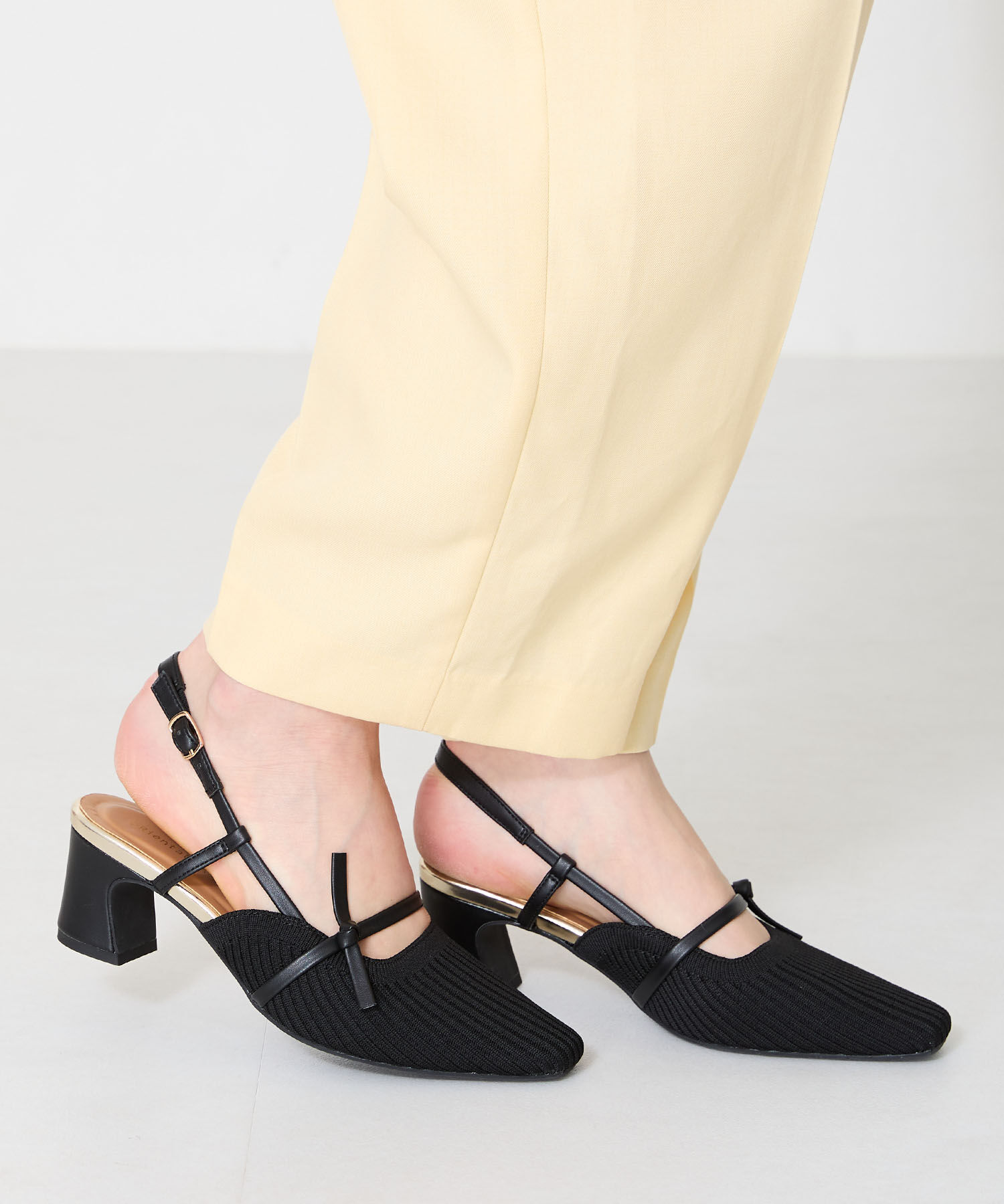 ORiental TRaffic「リブニット細ストラップパンプス/51114 人気 トレンド 売れてる パンプス ニット」|パンプス|