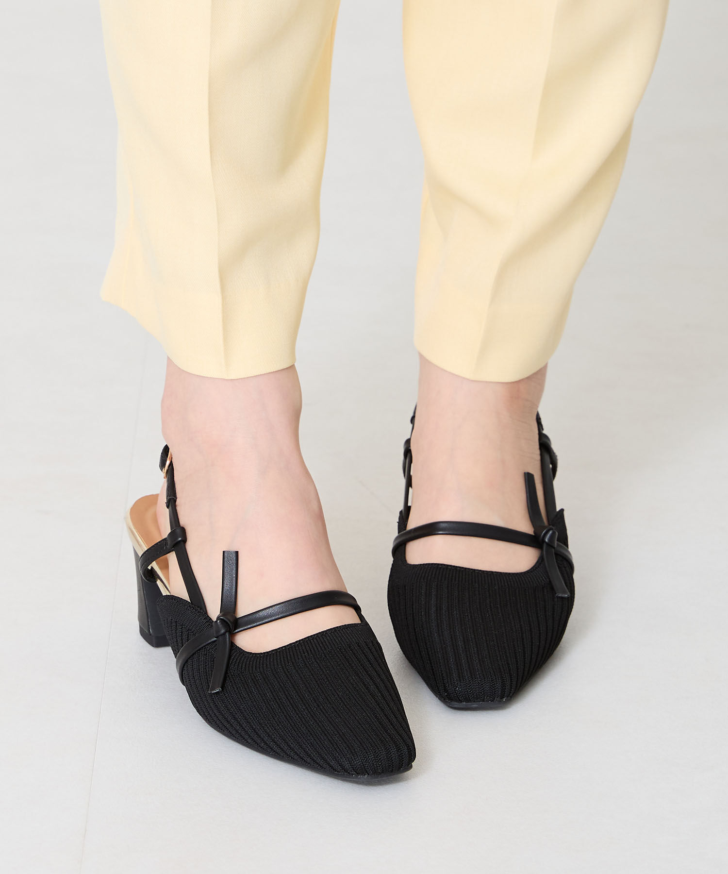 ORiental TRaffic「リブニット細ストラップパンプス/51114 人気 トレンド 売れてる パンプス ニット」|パンプス|