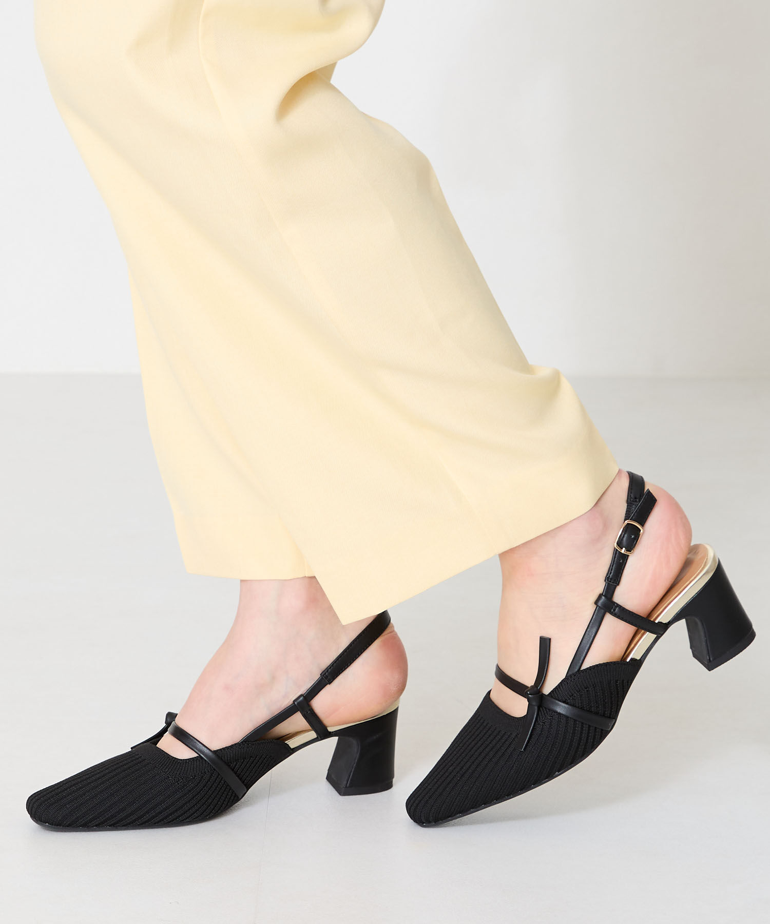 ORiental TRaffic「リブニット細ストラップパンプス/51114 人気 トレンド 売れてる パンプス ニット」|パンプス|