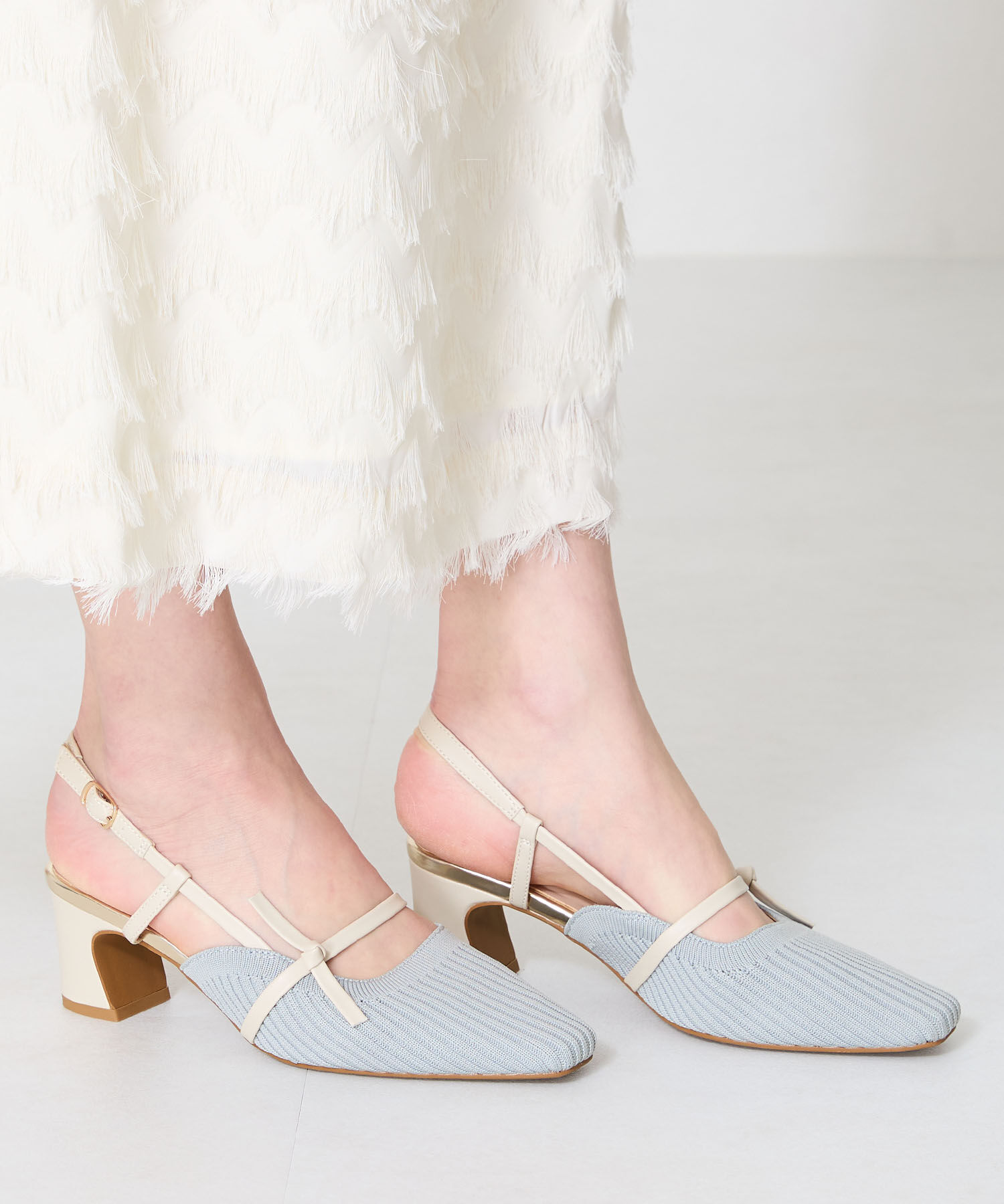 ORiental TRaffic「リブニット細ストラップパンプス/51114 人気 トレンド 売れてる パンプス ニット」|パンプス|