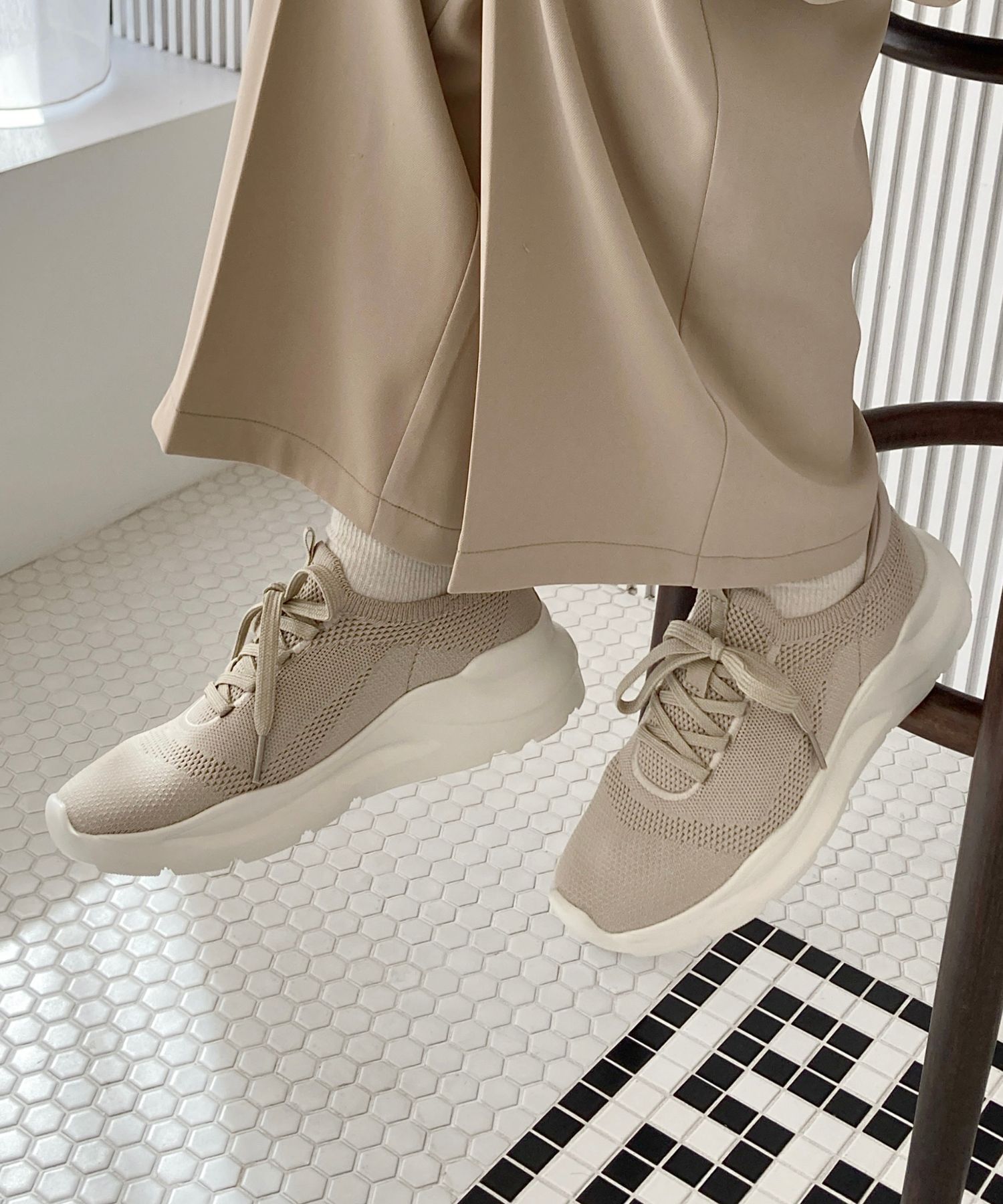 ORiental TRaffic「 【瞬間フィット】 ニットスニーカー /OT3757 軽量 歩きやすい 楽ちん ハンズフリー」|スニーカー|