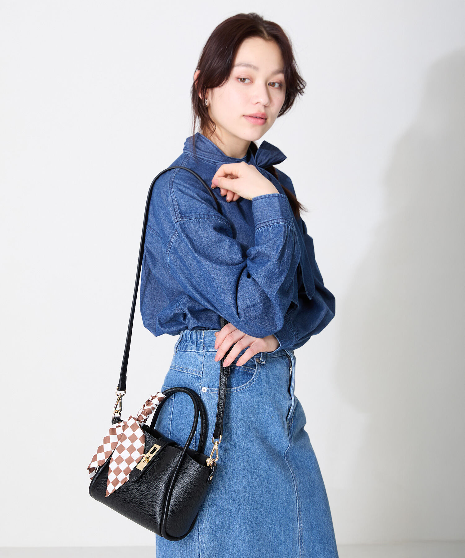 ORiental TRaffic「スカーフ 付き 2way ハンド バッグ /BA-252 ハンドバッグ」|ハンドバッグ|BLACK