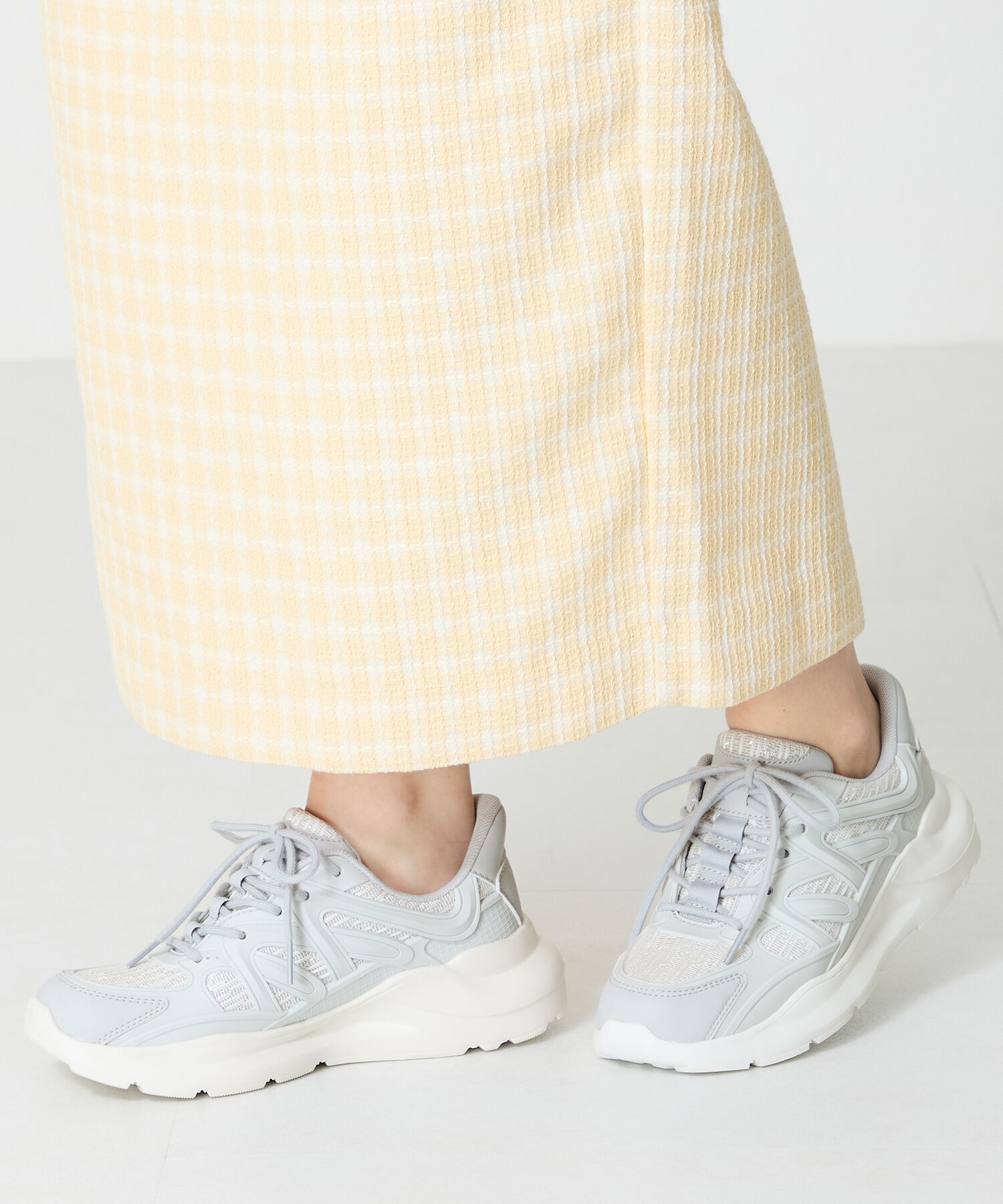 ORiental TRaffic「ラバーパーツ&times;ラメ織りレーススニーカー/OT3760」|スニーカー|GREY