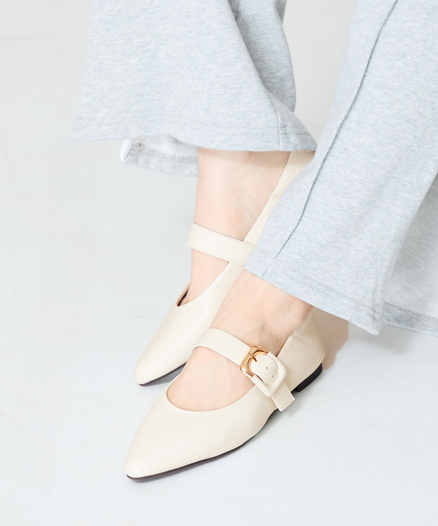 WA Oriental TRaffic「配色バックル柔らかフラットパンプス/52118 パンプス フィット クッション 人気 トレンド」|パンプス|